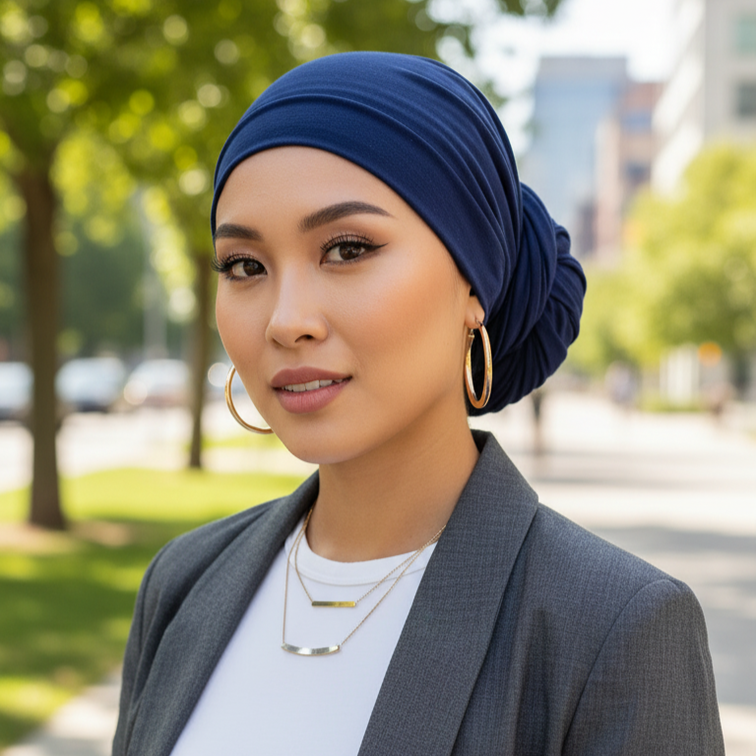 LQQKS Jersey Knit Stretch Head Wrap Scarf 20" x 67" (Magic Scarf) | No-Pin Turban for Natural Hair