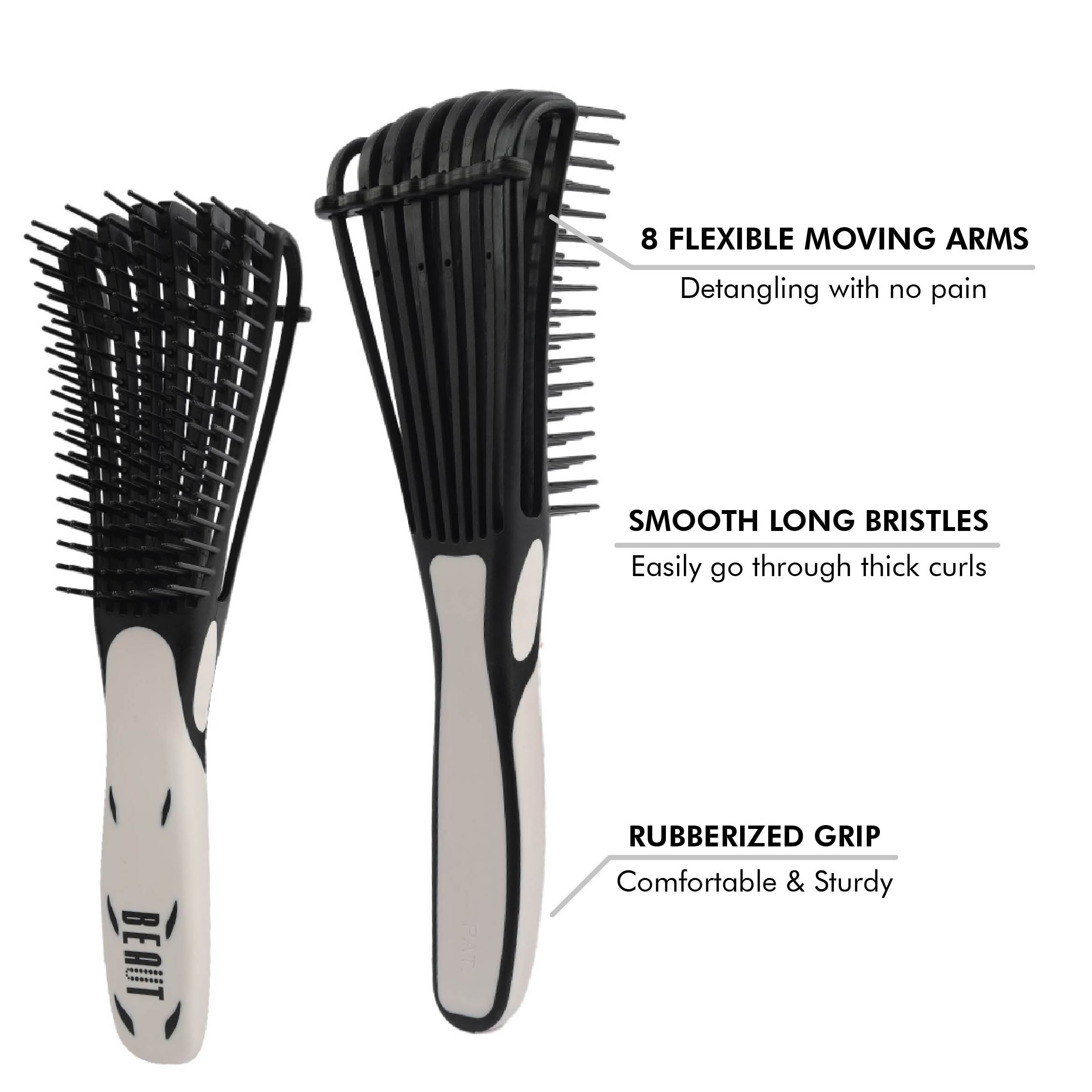 Beaut Deluxe EZ Detangling Brush – Flexible Bristle Brush for Thick Hair, Types 2A–4C, Gentle Wet & Dry Detangling