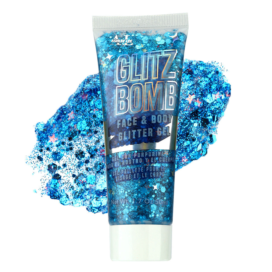 Glitz Bomb Face & Body Glitter Gel - Body, Face, Hair, Lip, Mardi Gras, Concerts, Festival, Rave, Techno, EDM, Mermaid, Face Paint, Hair, Halloween, Cruelty Free Sparkling Glitter Gel