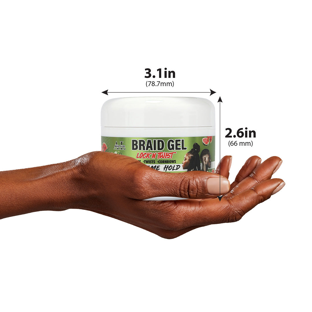 Lock N' Twist Braid Gel – Extreme Hold, High Shine, Smooths & Tames - for Long-Lasting Braids, Locs, Edges, Twists & Cornrows - 5 oz Watermelon Scented by Ashley Lee