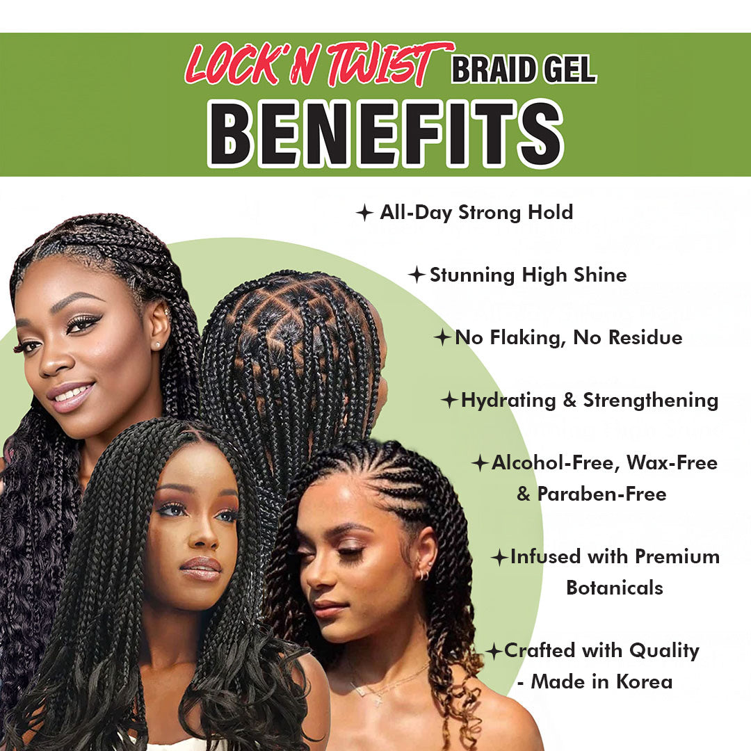 Lock N' Twist Braid Gel – Extreme Hold, High Shine, Smooths & Tames - for Long-Lasting Braids, Locs, Edges, Twists & Cornrows - 5 oz Watermelon Scented by Ashley Lee