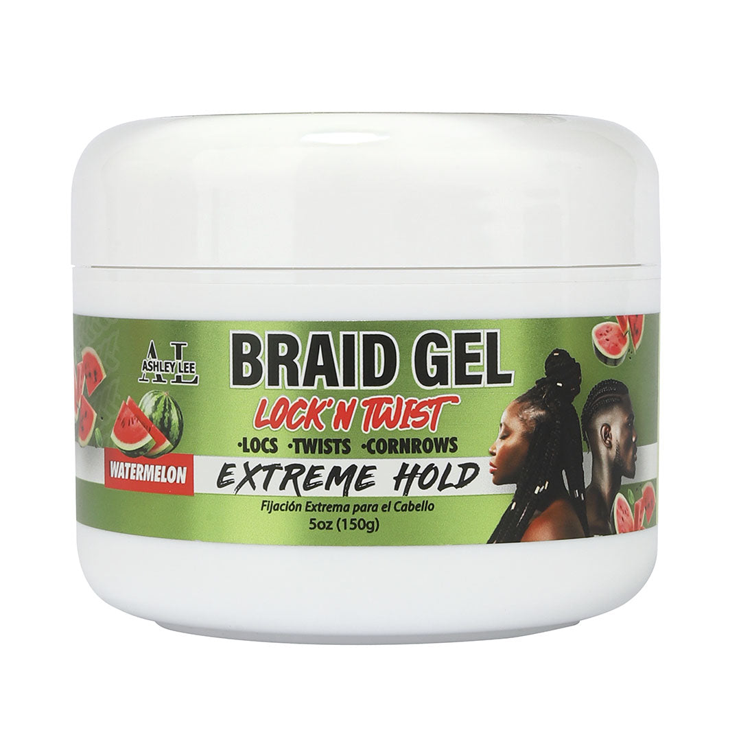 Lock N' Twist Braid Gel – Extreme Hold, High Shine, Smooths & Tames - for Long-Lasting Braids, Locs, Edges, Twists & Cornrows - 5 oz Watermelon Scented by Ashley Lee