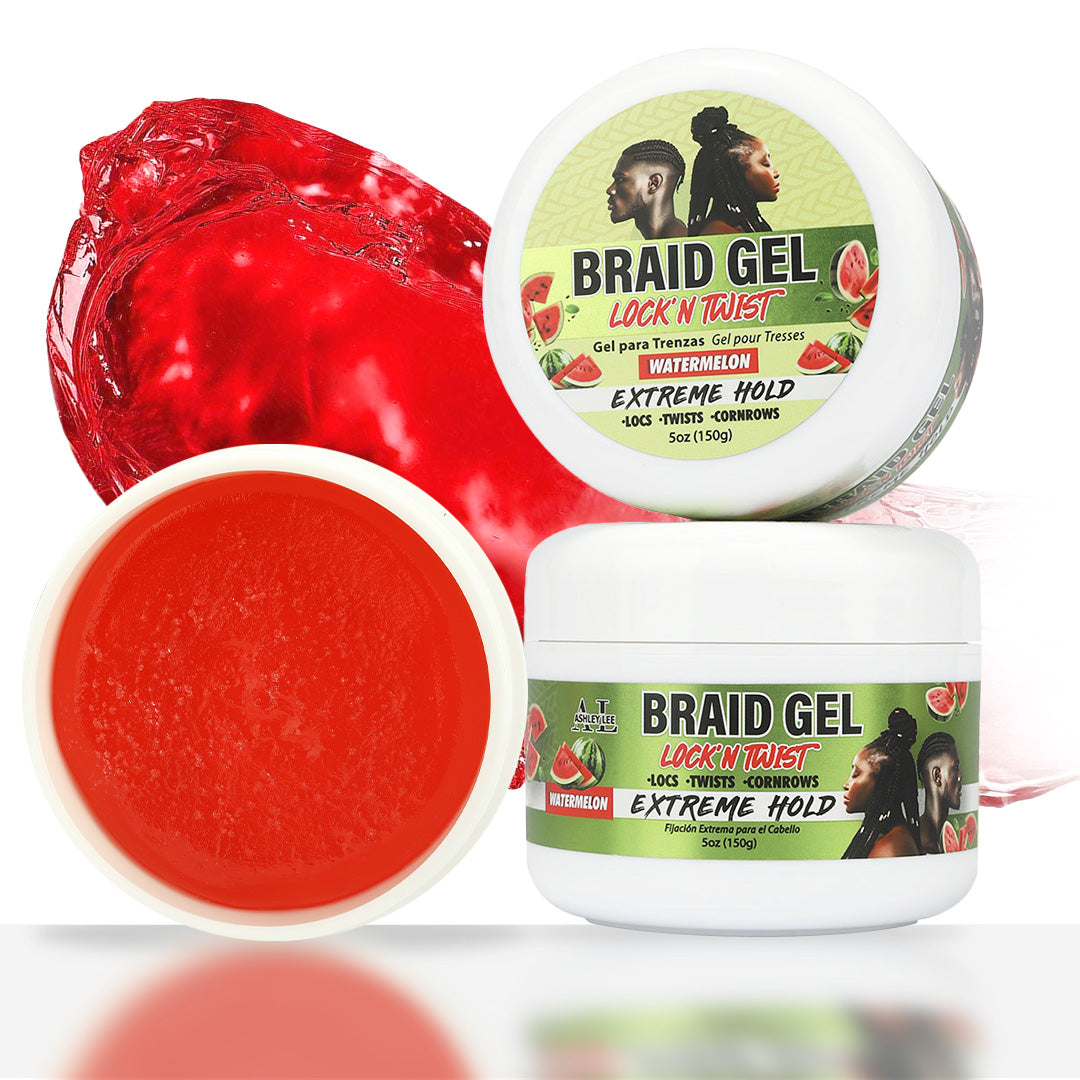 Lock N' Twist Braid Gel – Extreme Hold, High Shine, Smooths & Tames - for Long-Lasting Braids, Locs, Edges, Twists & Cornrows - 5 oz Watermelon Scented by Ashley Lee