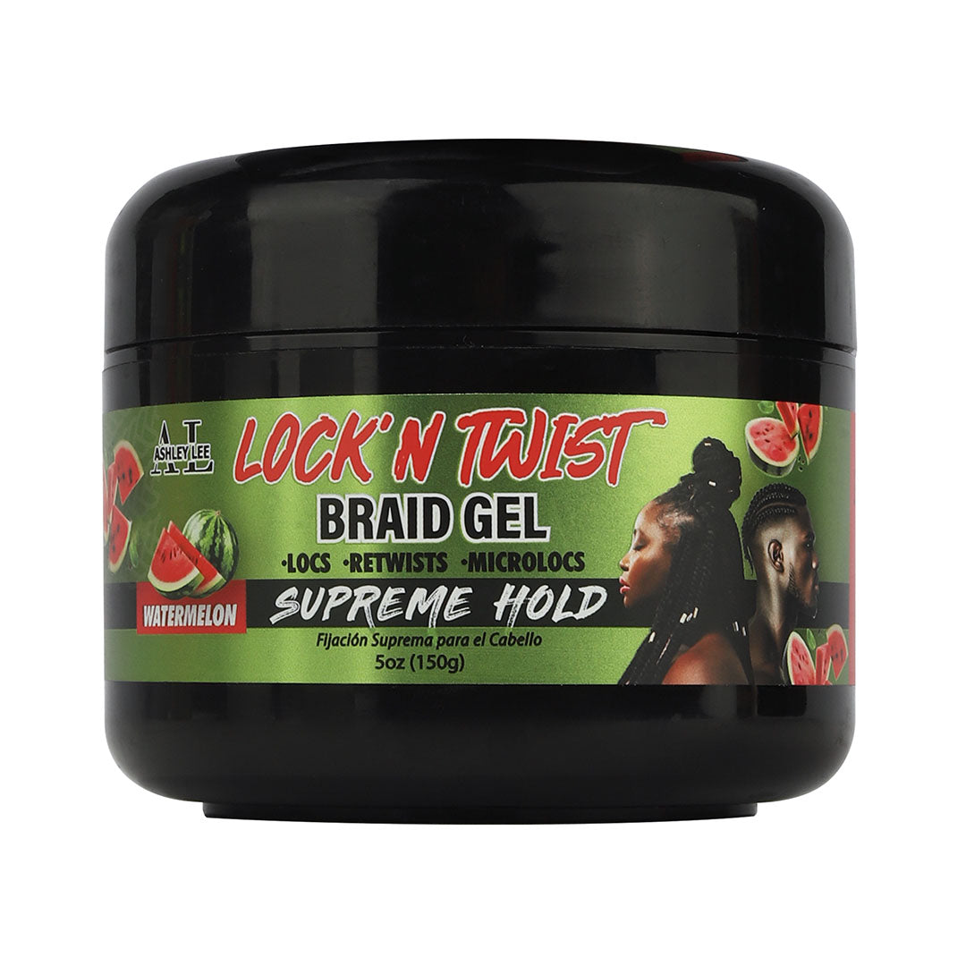 Lock N' Twist Braid Gel – Extreme Hold, High Shine, Smooths & Tames - for Long-Lasting Braids, Locs, Edges, Twists & Cornrows - 5 oz Watermelon Scented by Ashley Lee