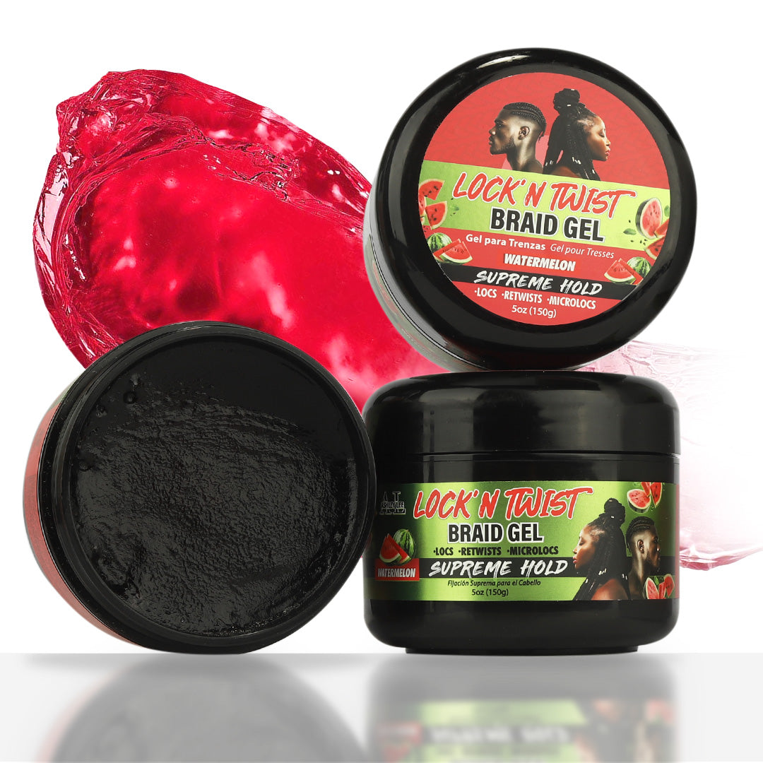 Lock N' Twist Braid Gel – Extreme Hold, High Shine, Smooths & Tames - for Long-Lasting Braids, Locs, Edges, Twists & Cornrows - 5 oz Watermelon Scented by Ashley Lee