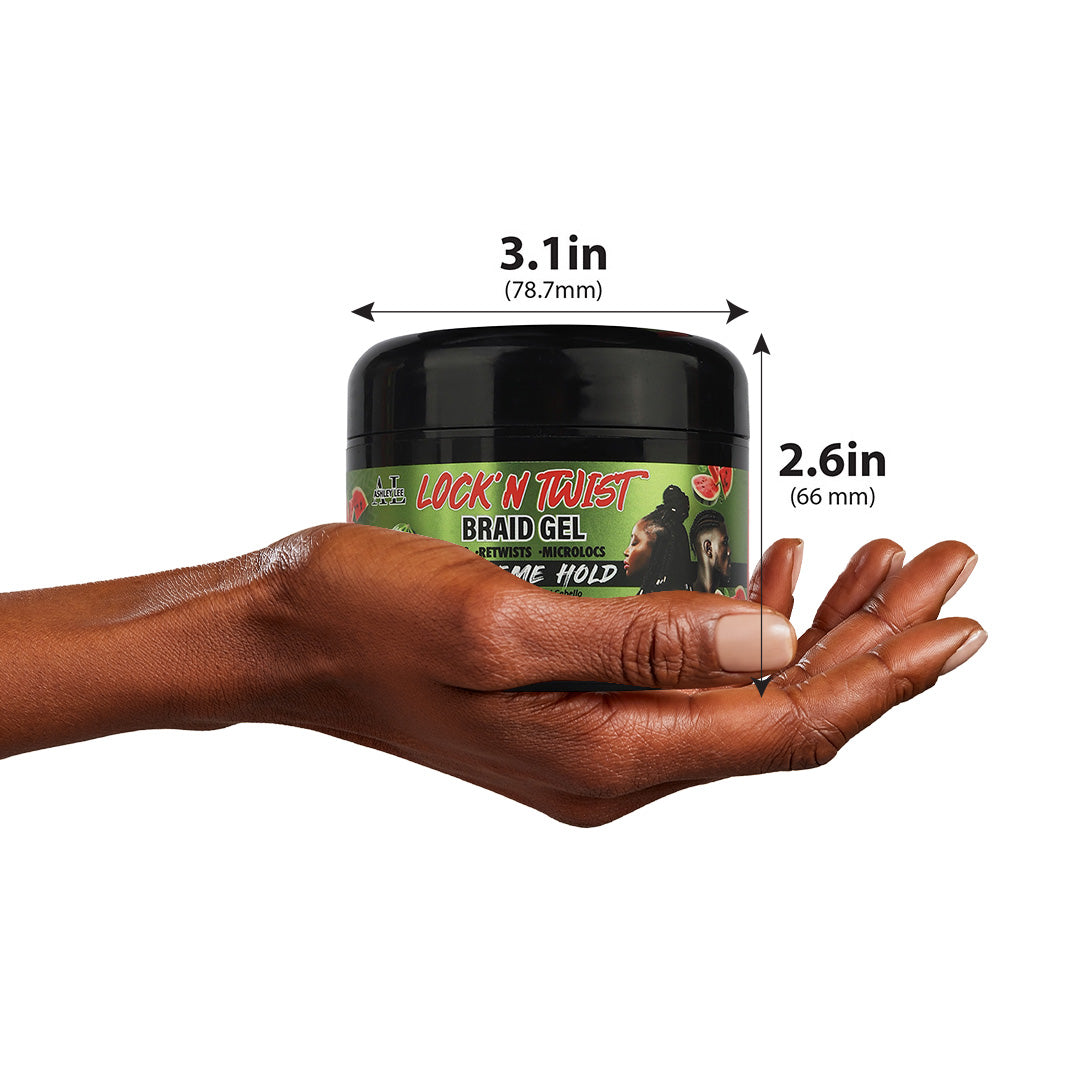 Lock N' Twist Braid Gel – Extreme Hold, High Shine, Smooths & Tames - for Long-Lasting Braids, Locs, Edges, Twists & Cornrows - 5 oz Watermelon Scented by Ashley Lee