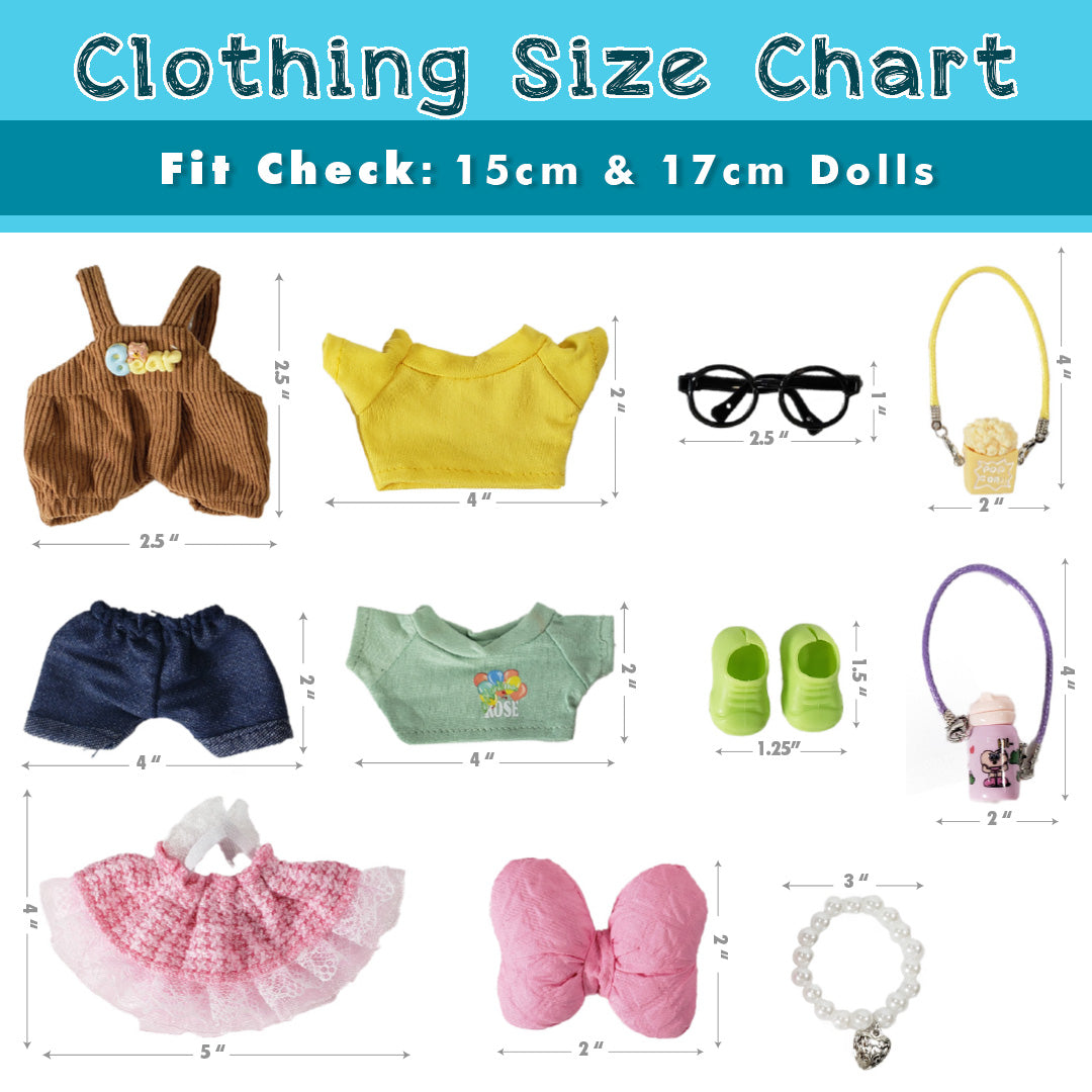 3-Piece Outfits for Labubu - Stylish 17cm Doll Clothing & Accessories, Fashion Clothes for Collectible Dolls, Doll Not Included