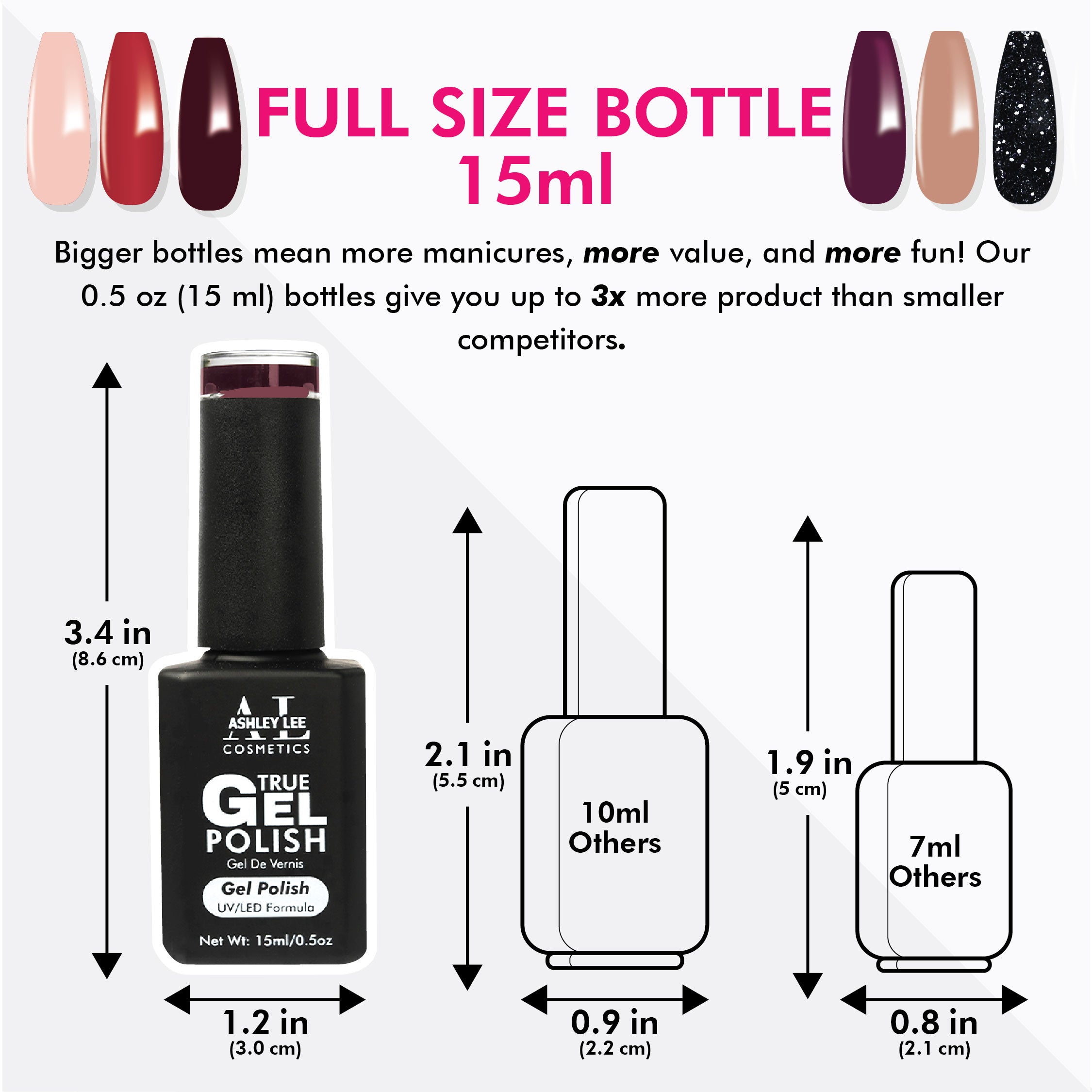 Ashley Lee True Gel 6 Colors Fall Nail Polish Set - Full-Size .5 oz, Rich Autumn Shades, Long-Lasting Wear