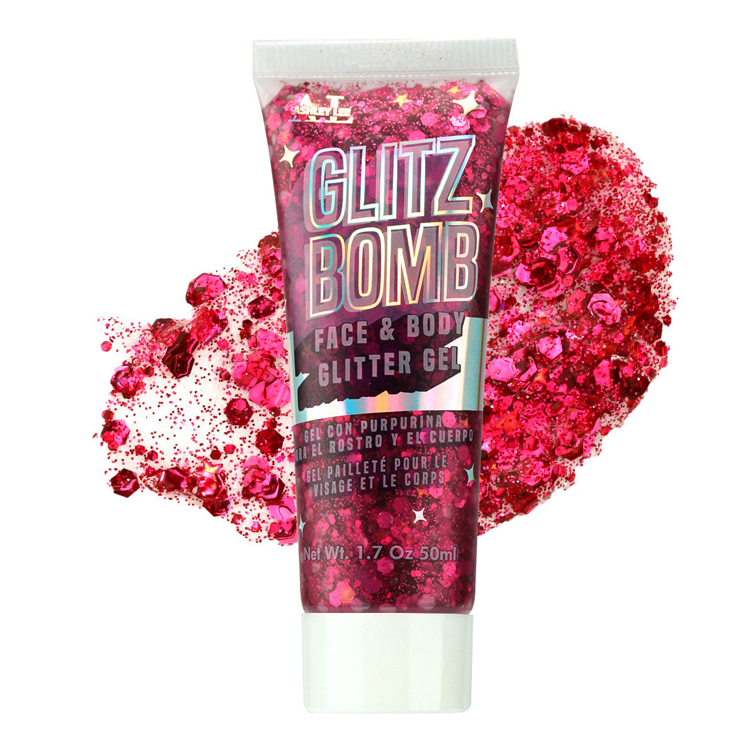 Glitz Bomb Face & Body Glitter Gel - Body, Face, Hair, Lip, Mardi Gras, Concerts, Festival, Rave, Techno, EDM, Mermaid, Face Paint, Hair, Halloween, Cruelty Free Sparkling Glitter Gel