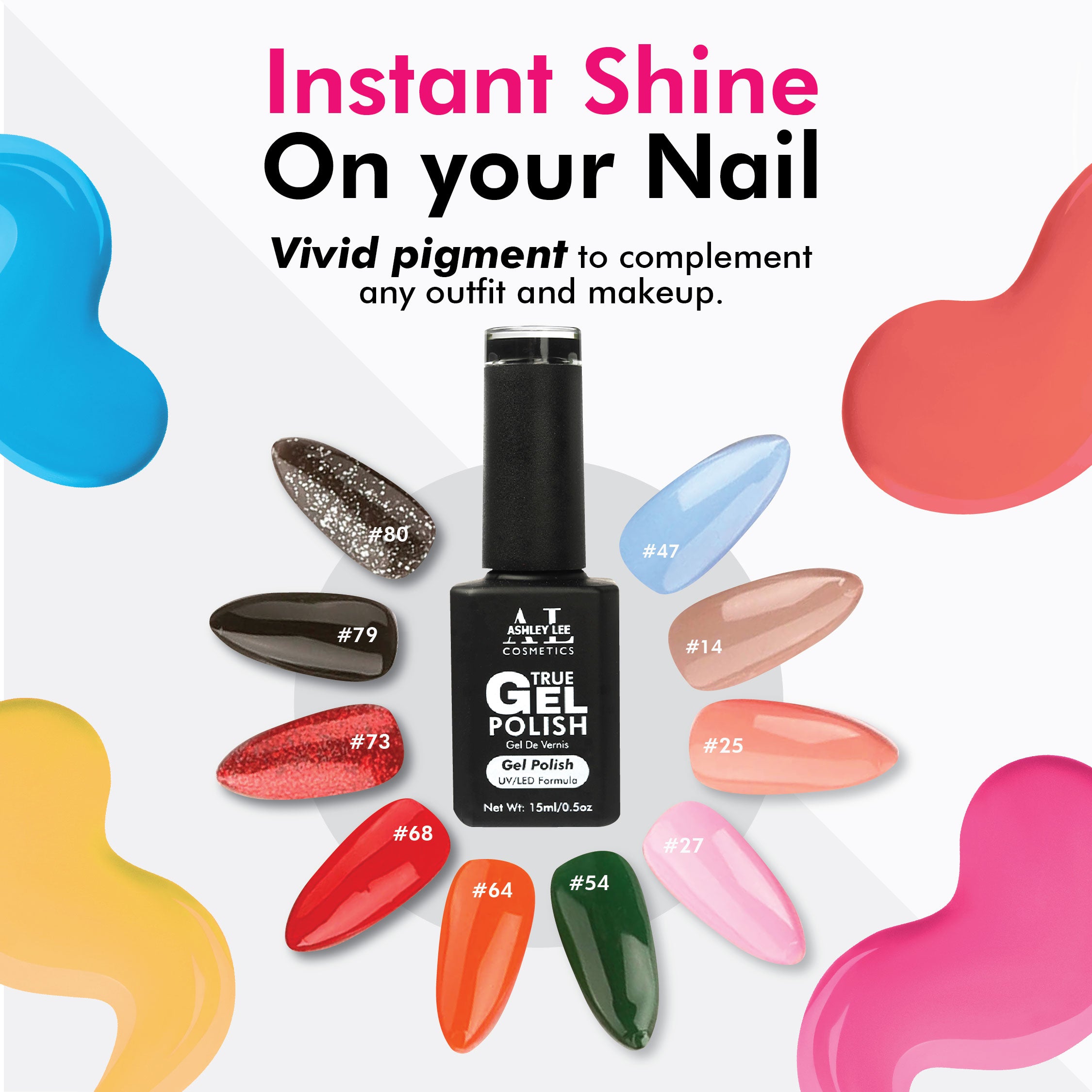 Ashley Lee True Gel Nail Polish Trio Pack - Base Coat, Gel Polish, No Wipe Top Coat
