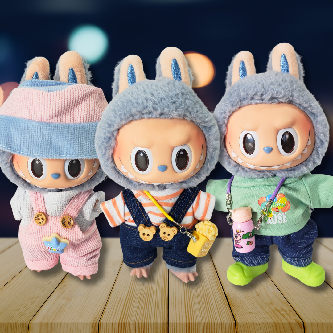 3-Piece Outfits for Labubu - Stylish 17cm Doll Clothing & Accessories, Fashion Clothes for Collectible Dolls, Doll Not Included