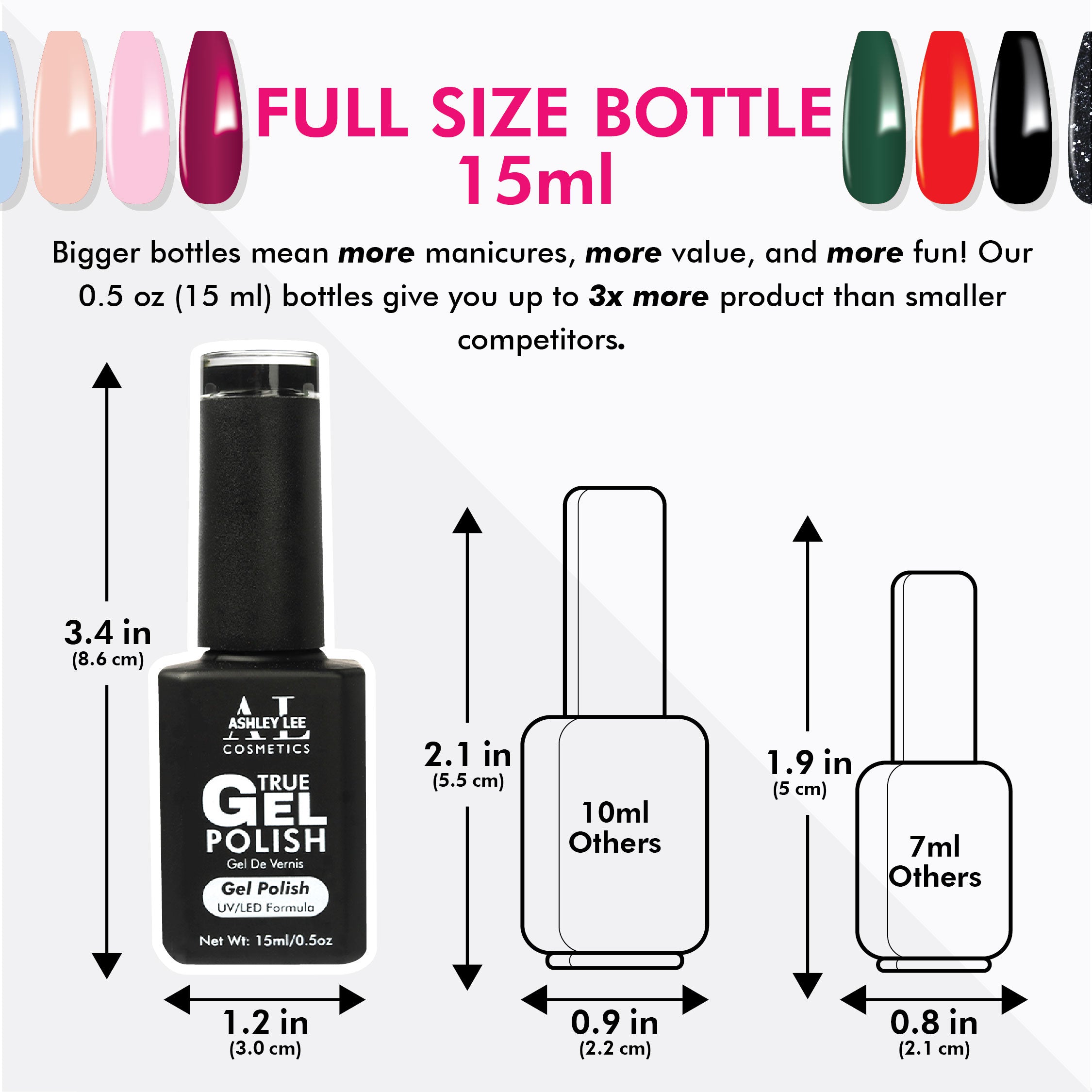 Ashley Lee True Gel Nail Polish Trio Pack - Base Coat, Gel Polish, No Wipe Top Coat