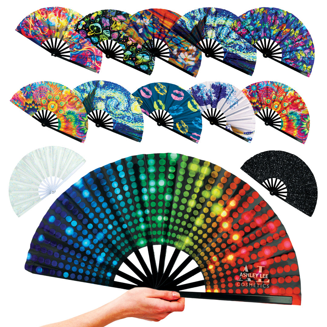 2 Pack Large Folding Clack Fan – Loud Snap Hand Fan for Line Dance, Rave, Festival, Performance, Cosplay, Costume & Cooling