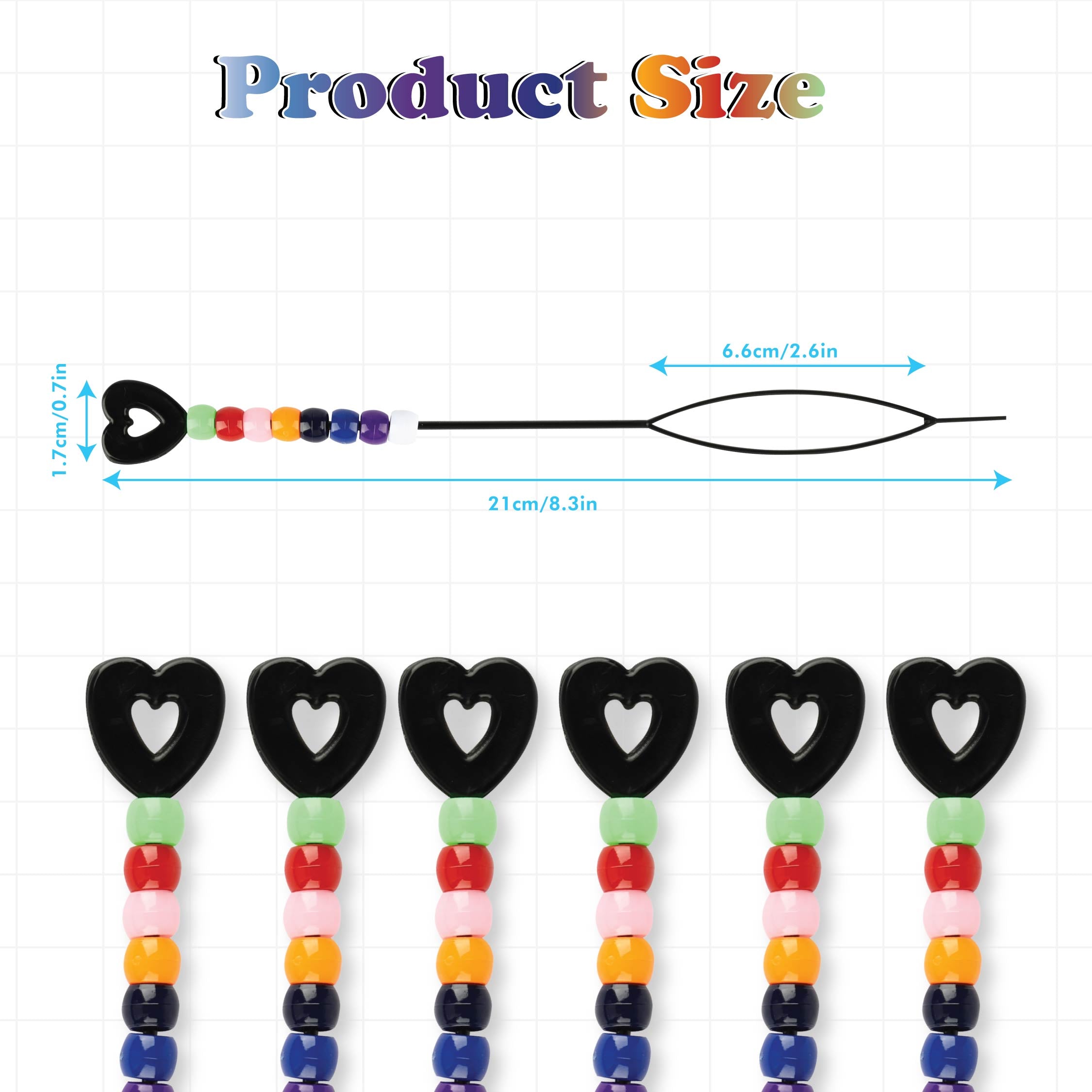 6 PC Hair Beader Tool w/ 48 Beads – Quick Easy Braiding & Beading Applicator with 8 Assorted Colored Beads - Braid Accessory Tool for Hair Styling, Ponytails, Braids & Beaded Looks – Kid-Friendly & Beginner Safe