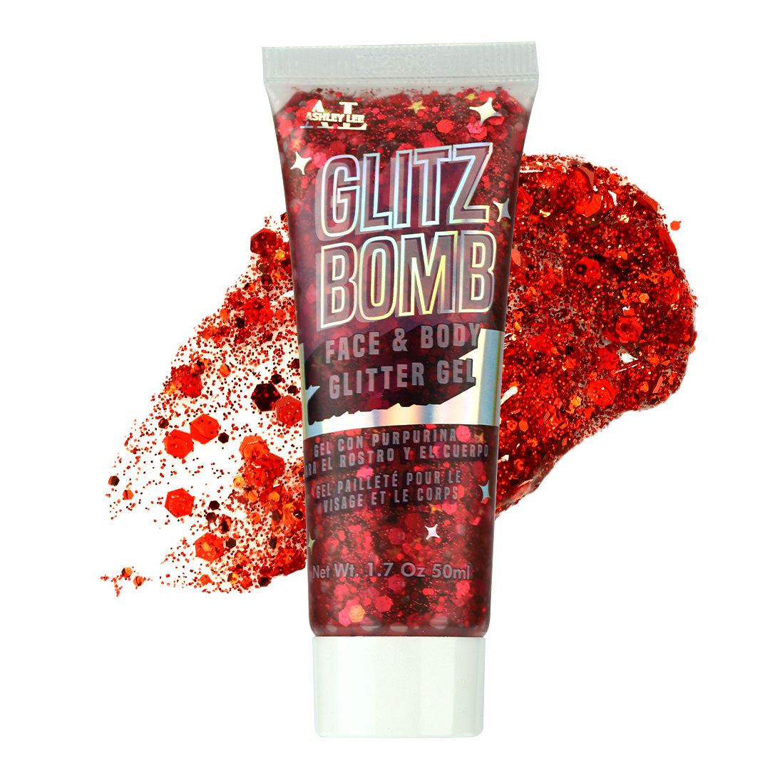 Glitz Bomb Face & Body Glitter Gel - Body, Face, Hair, Lip, Mardi Gras, Concerts, Festival, Rave, Techno, EDM, Mermaid, Face Paint, Hair, Halloween, Cruelty Free Sparkling Glitter Gel