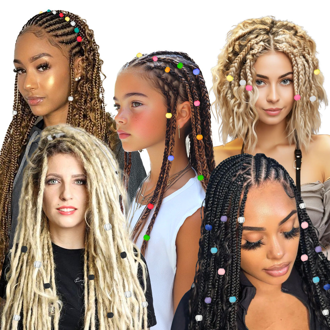 Silicone Hair Beads – 100 PCS 14mm, Premium Soft Rubber, Noiseless, Painless, Light for Women Girls Stylish Braiding