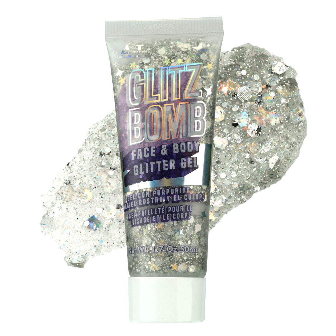 Glitz Bomb Face & Body Glitter Gel - Body, Face, Hair, Lip, Mardi Gras, Concerts, Festival, Rave, Techno, EDM, Mermaid, Face Paint, Hair, Halloween, Cruelty Free Sparkling Glitter Gel