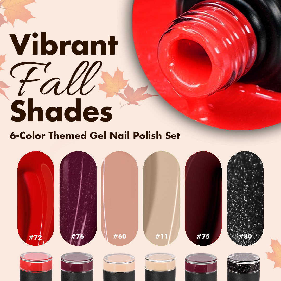 Ashley Lee True Gel 6 Colors Fall Nail Polish Set - Full-Size .5 oz, Rich Autumn Shades, Long-Lasting Wear