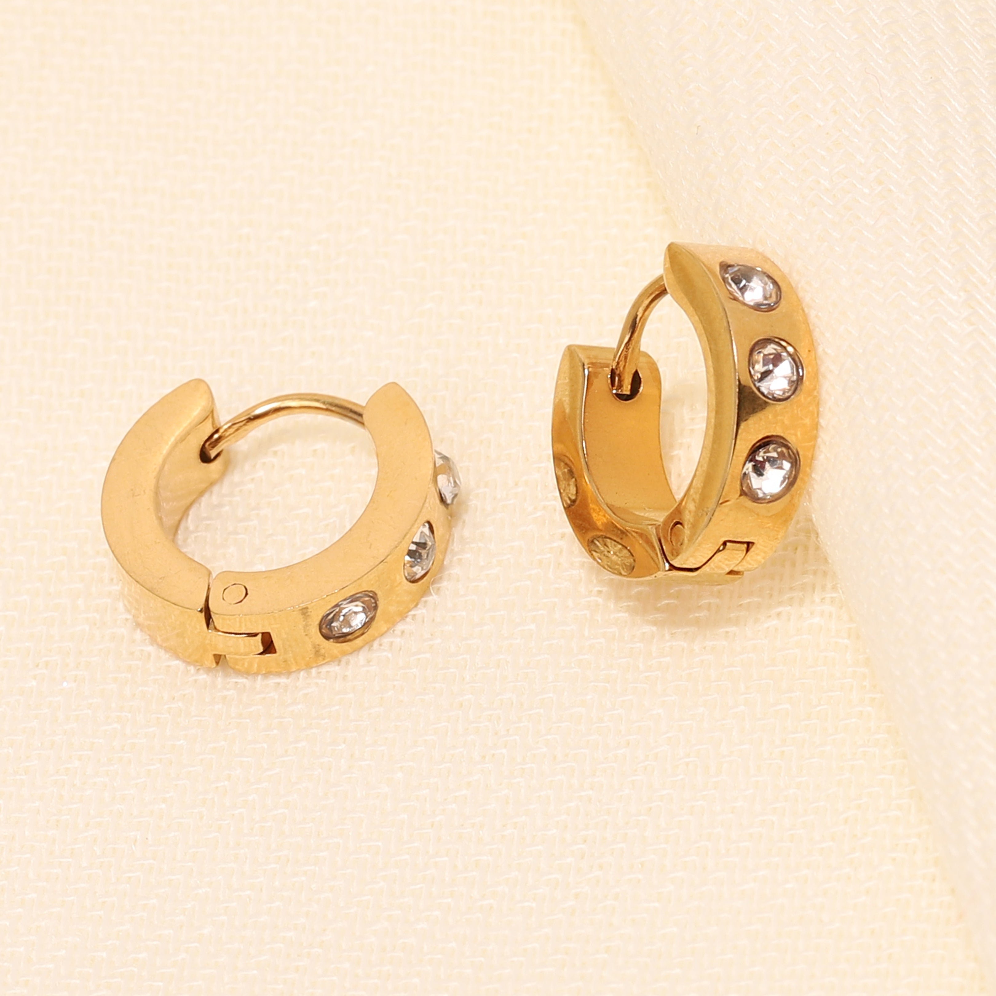 Small Rhinestone Hoop Earrings