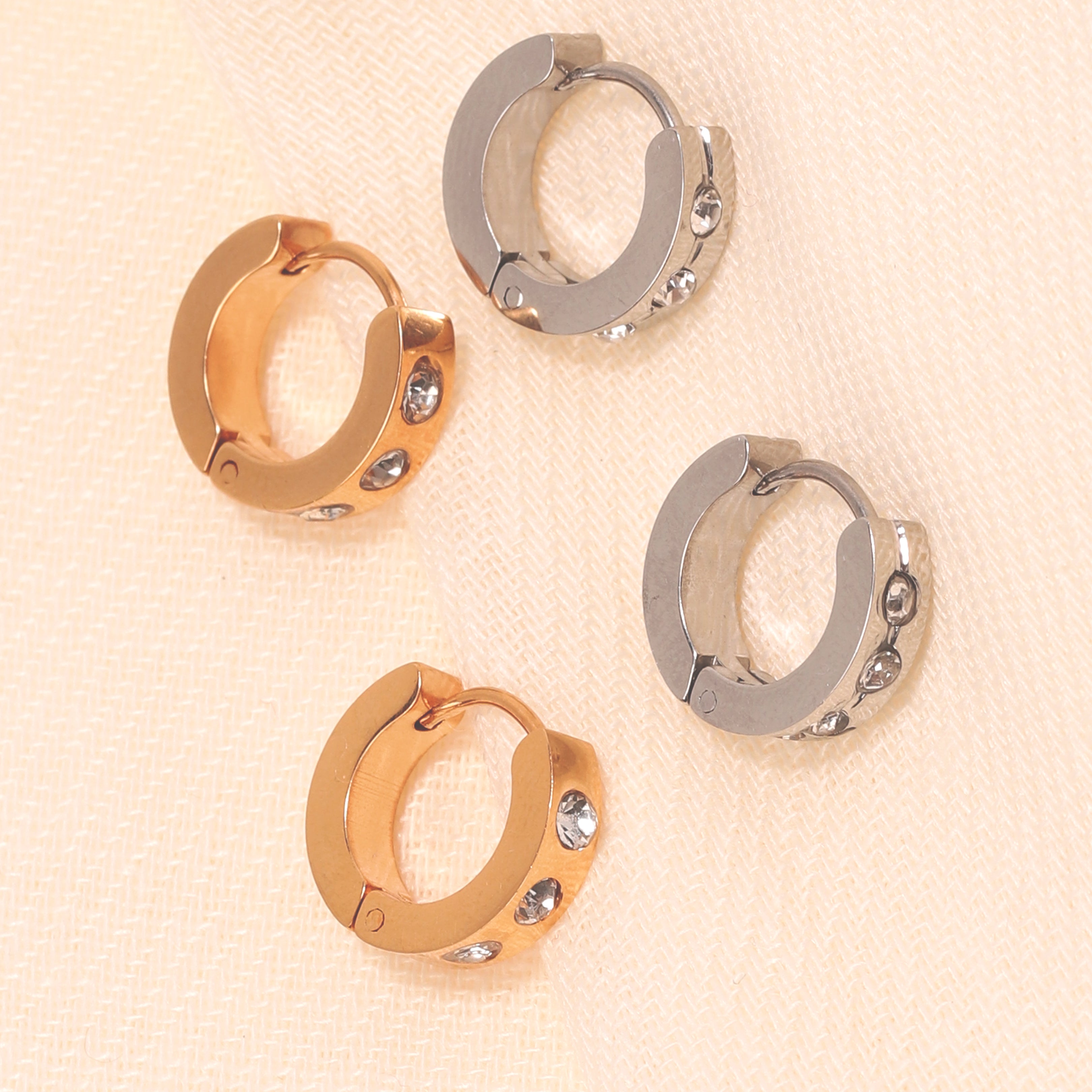 Small Rhinestone Hoop Earrings