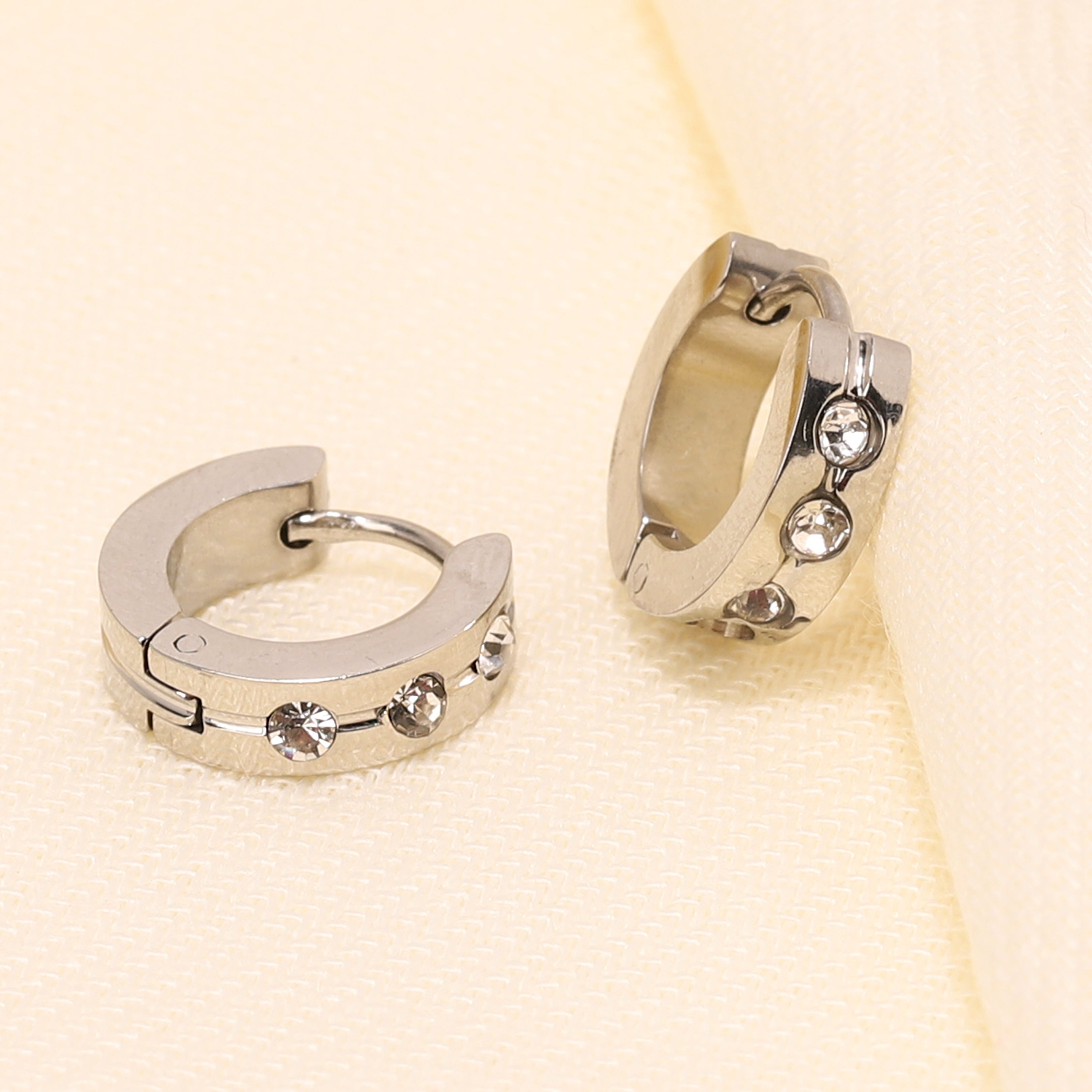 Small Rhinestone Hoop Earrings