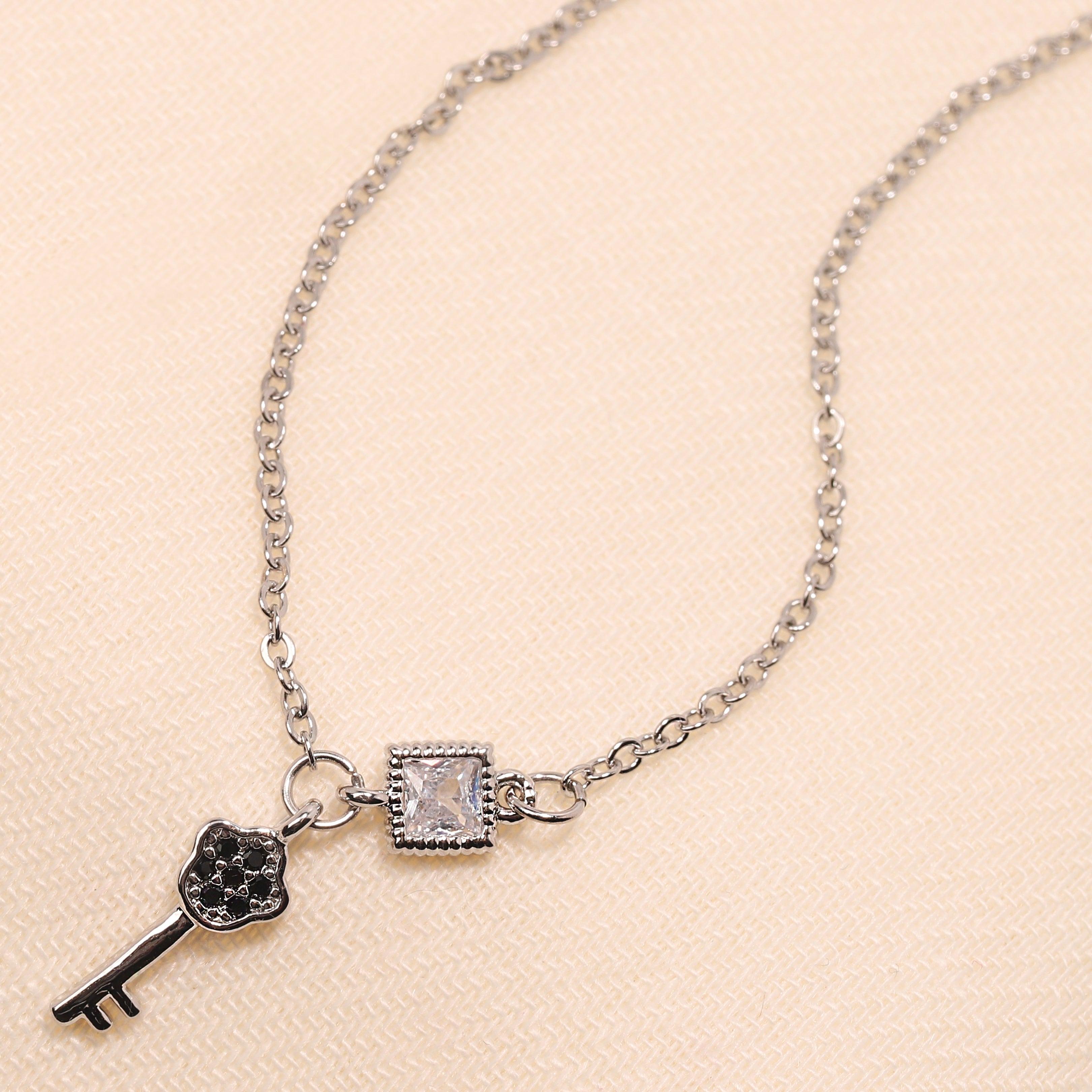 Key & Stone Charm Anklet
