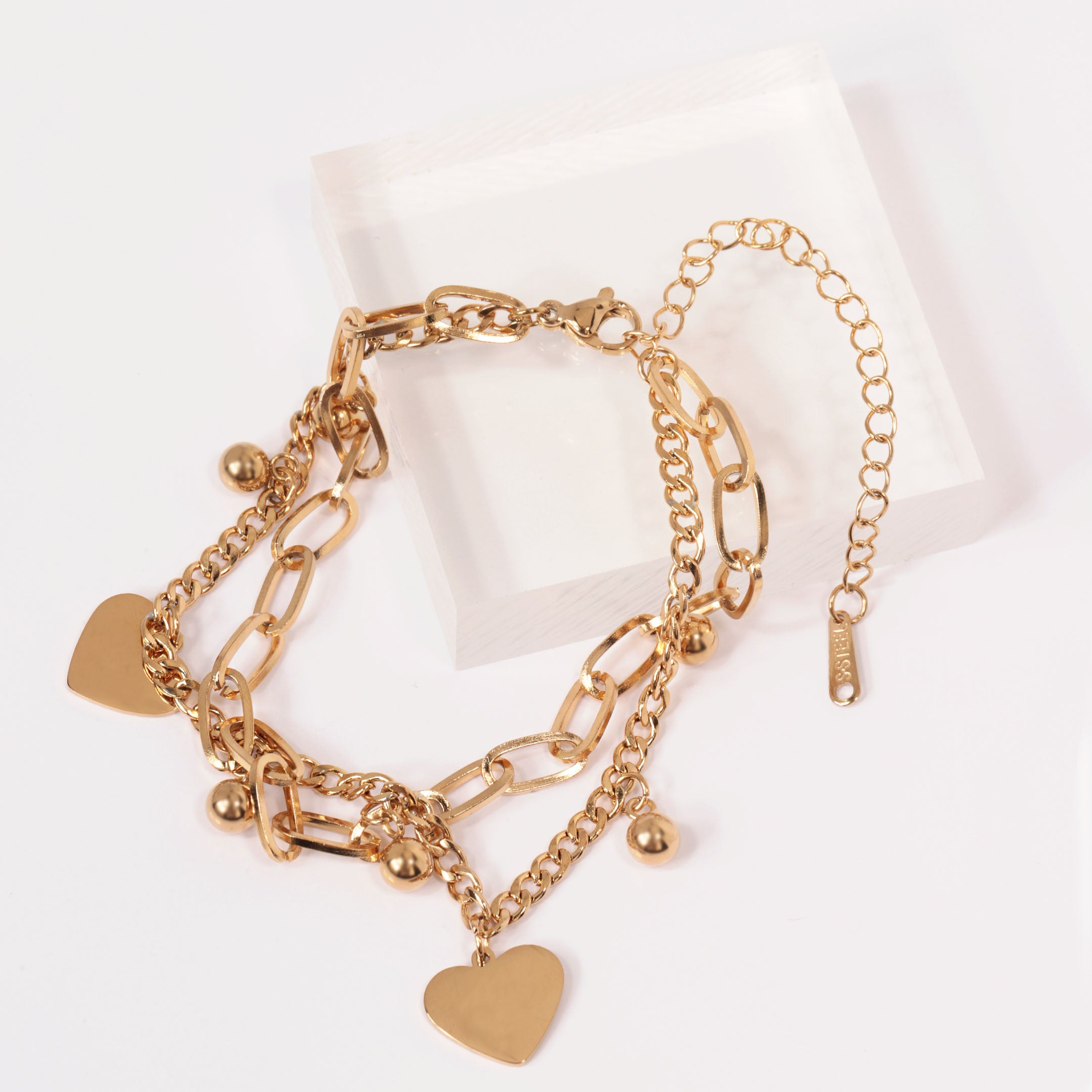 Heart Charm Layered Bracelet