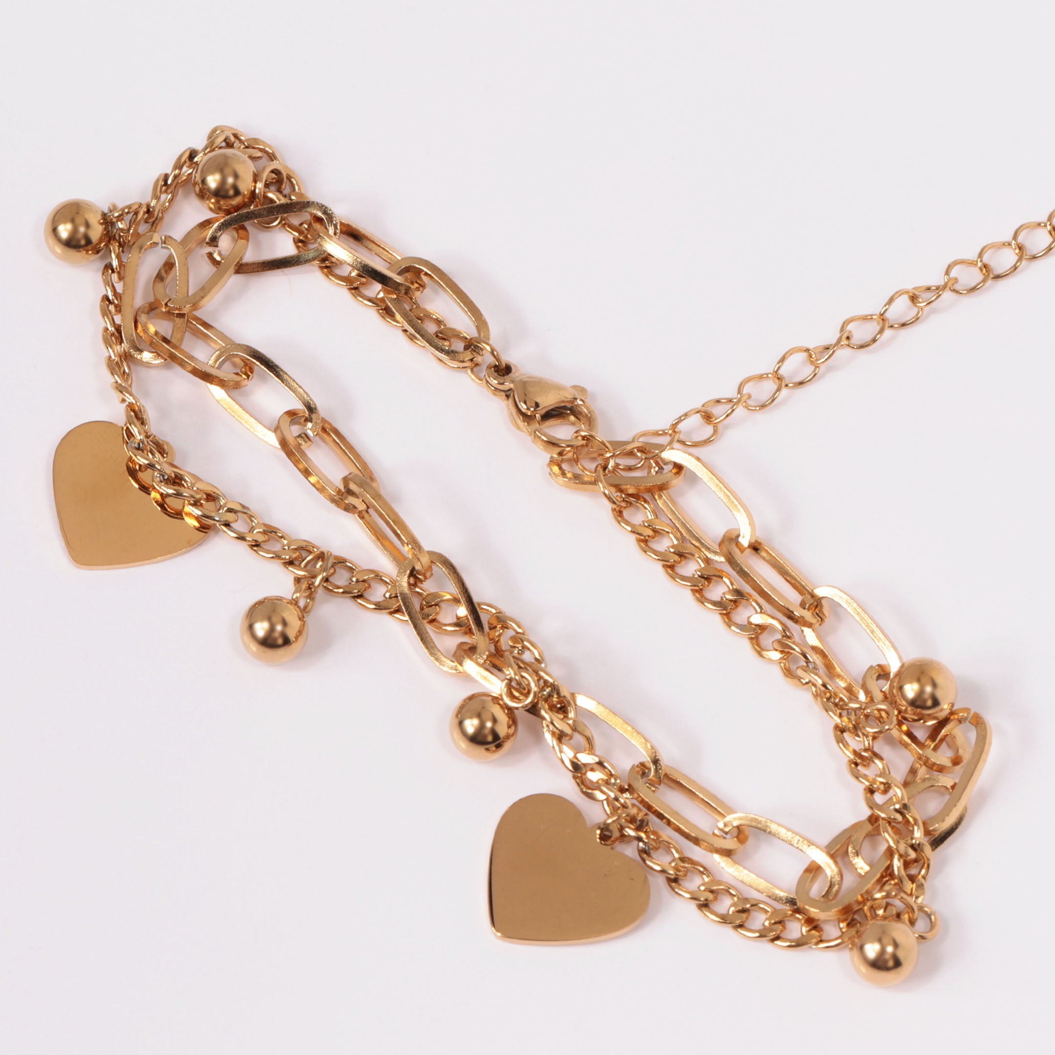 Heart Charm Layered Bracelet