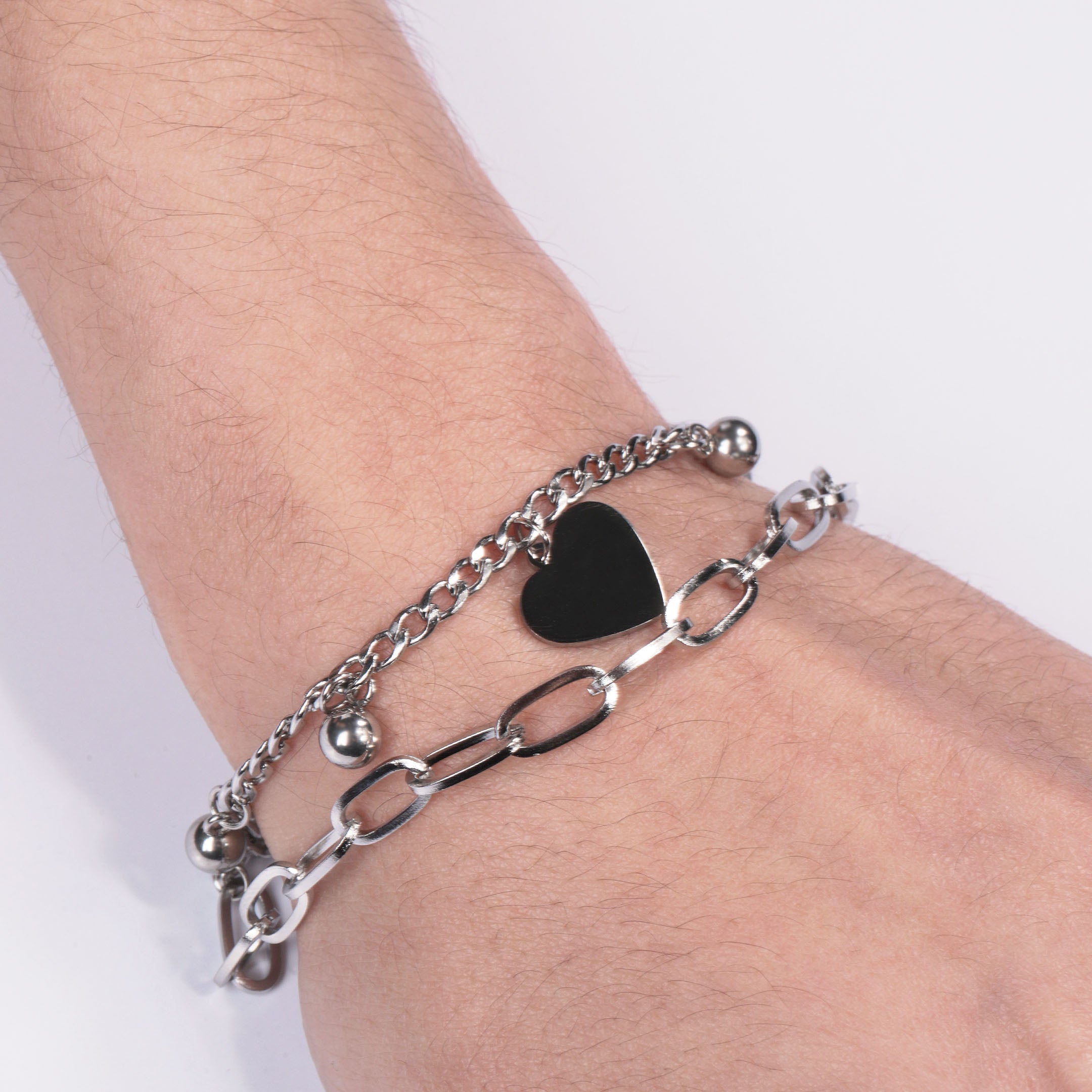 Heart Charm Layered Bracelet