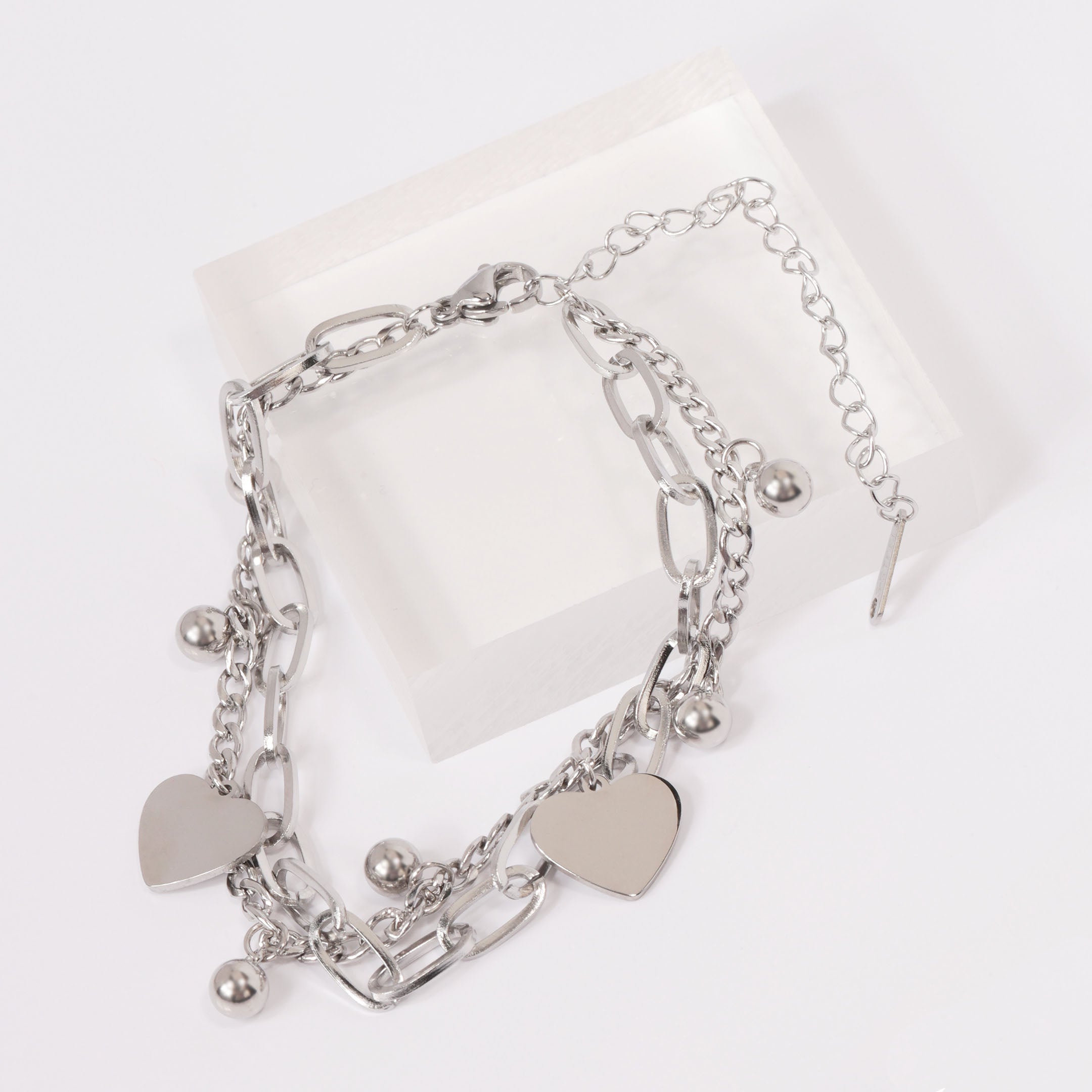 Heart Charm Layered Bracelet