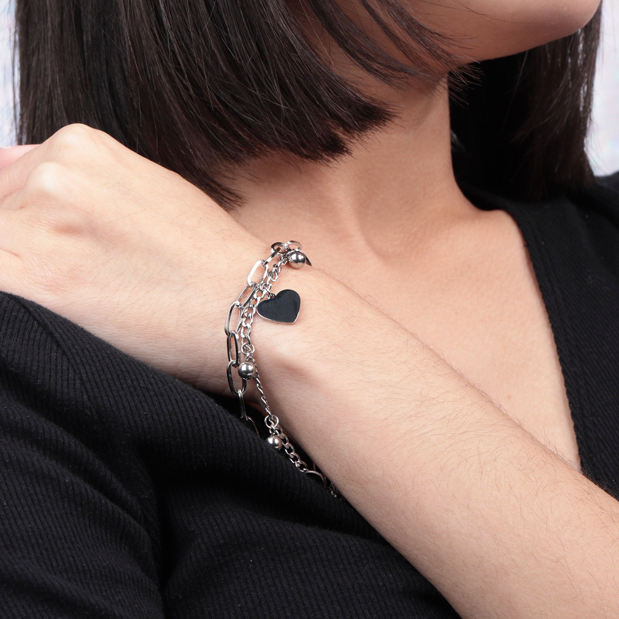 Heart Charm Layered Bracelet