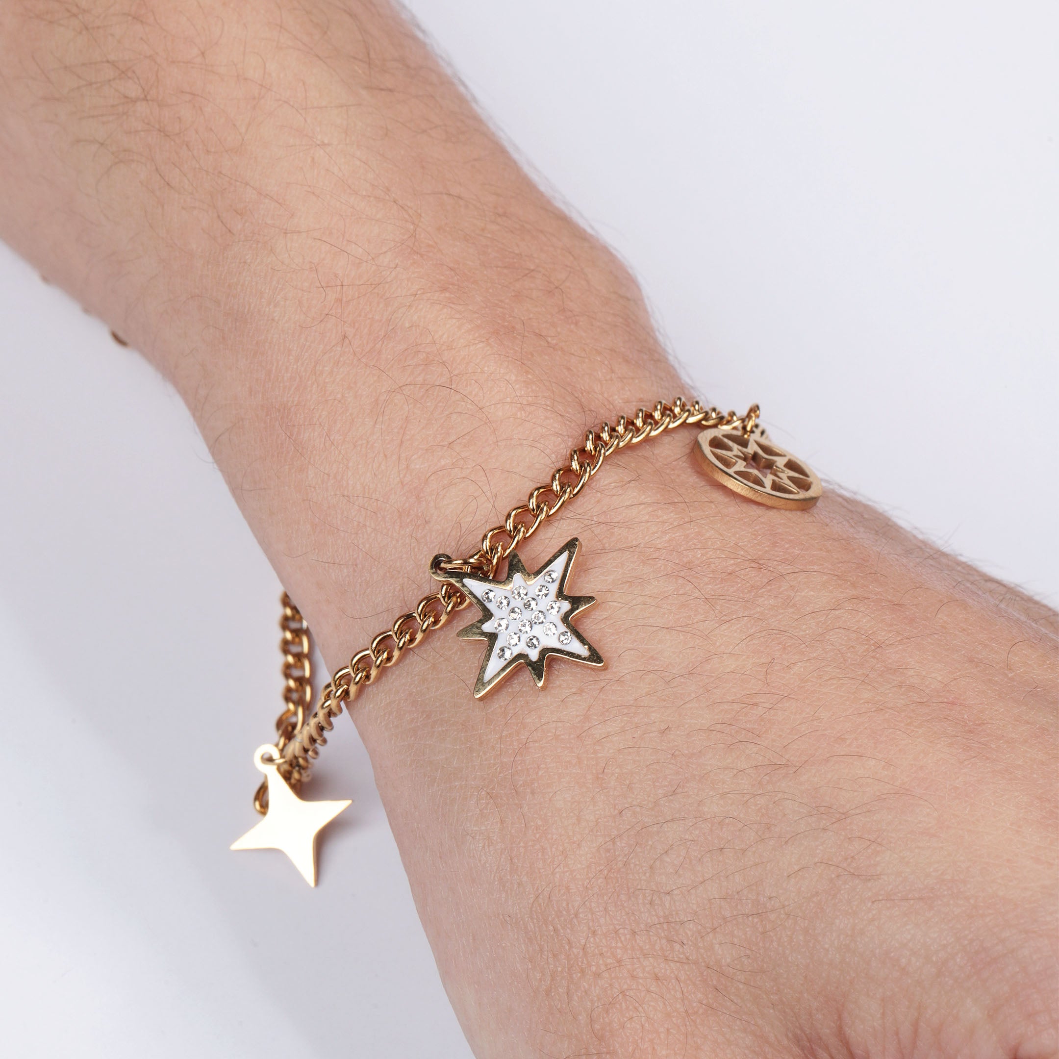 Rhinestone Star Decor Chain Bracelet