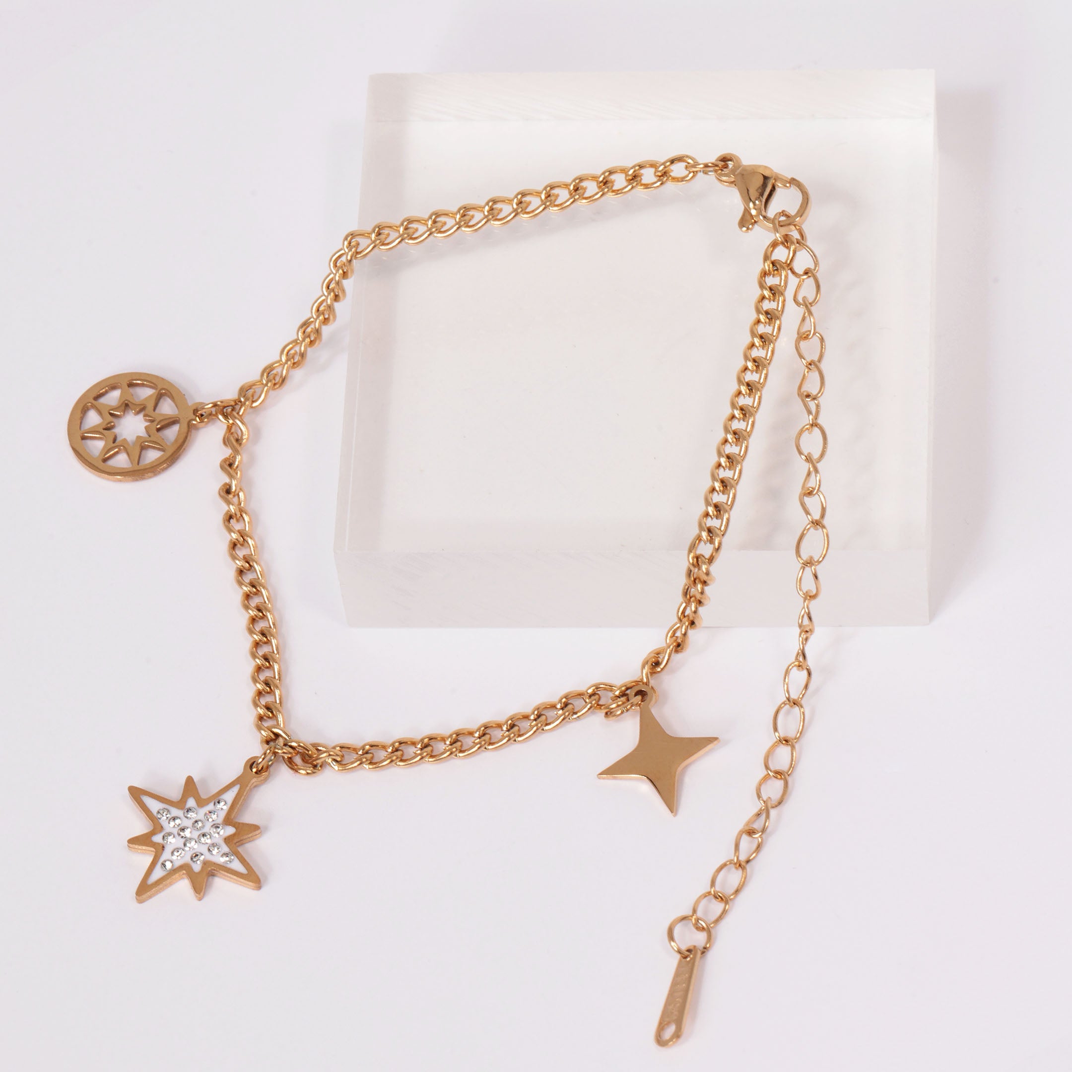 Rhinestone Star Decor Chain Bracelet