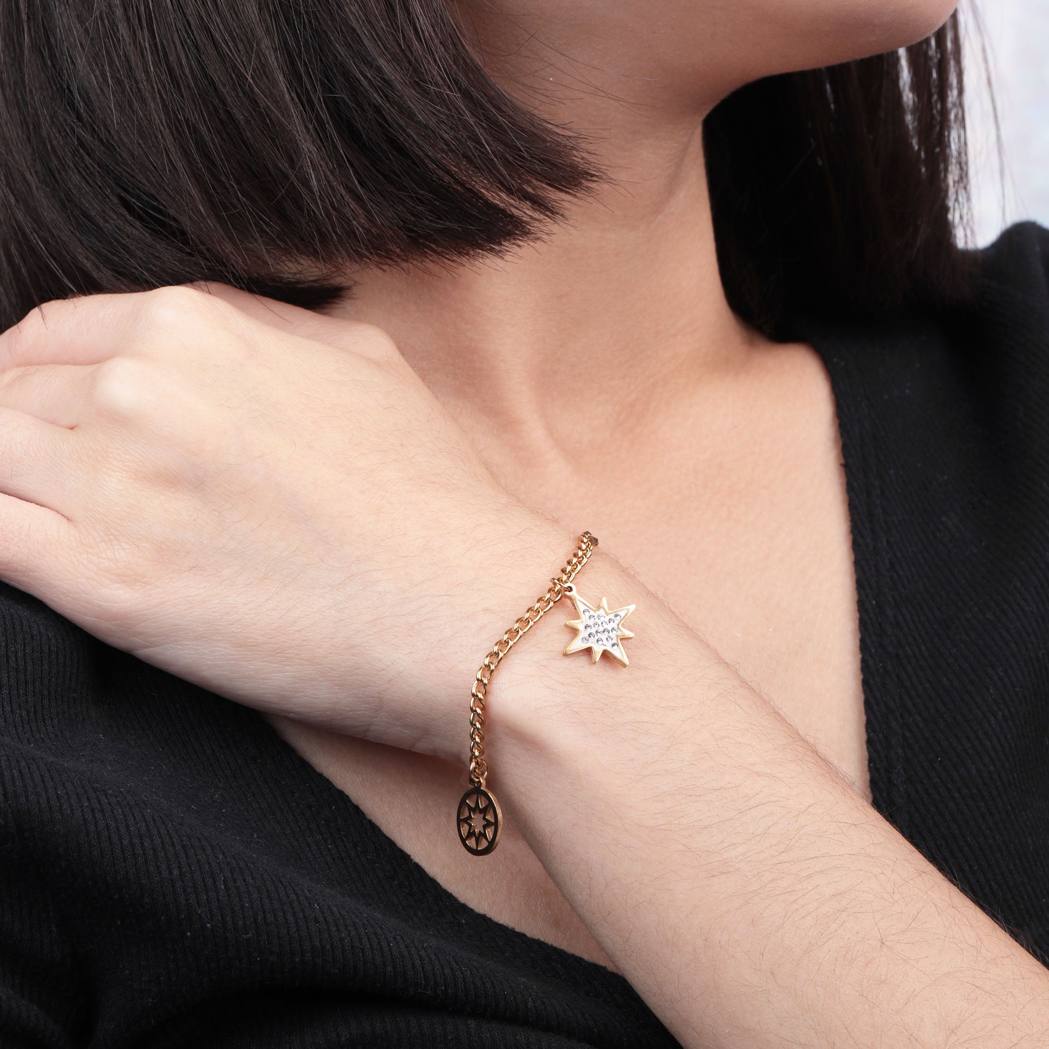 Rhinestone Star Decor Chain Bracelet
