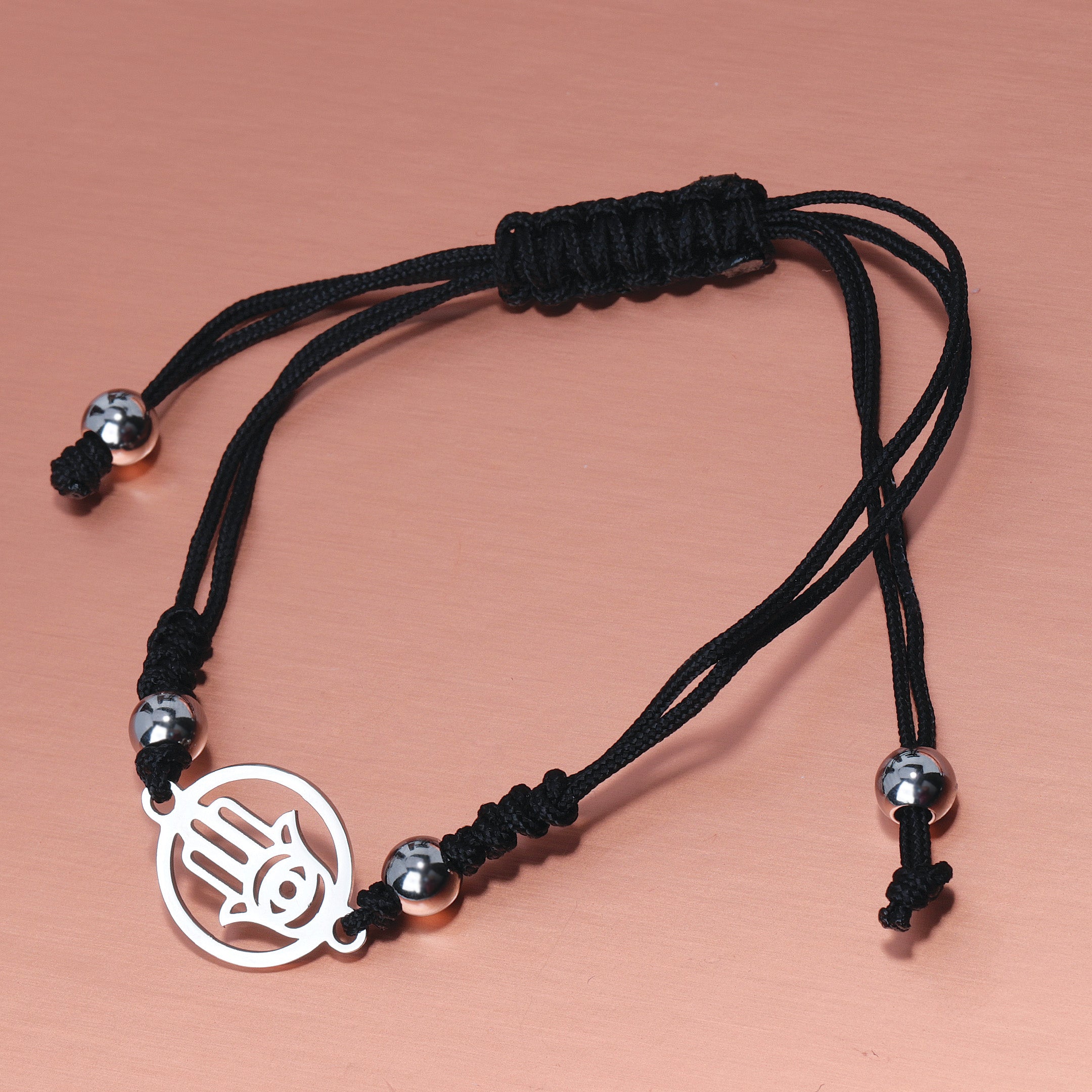 Hamsa Hand Charm Braided Bracelet