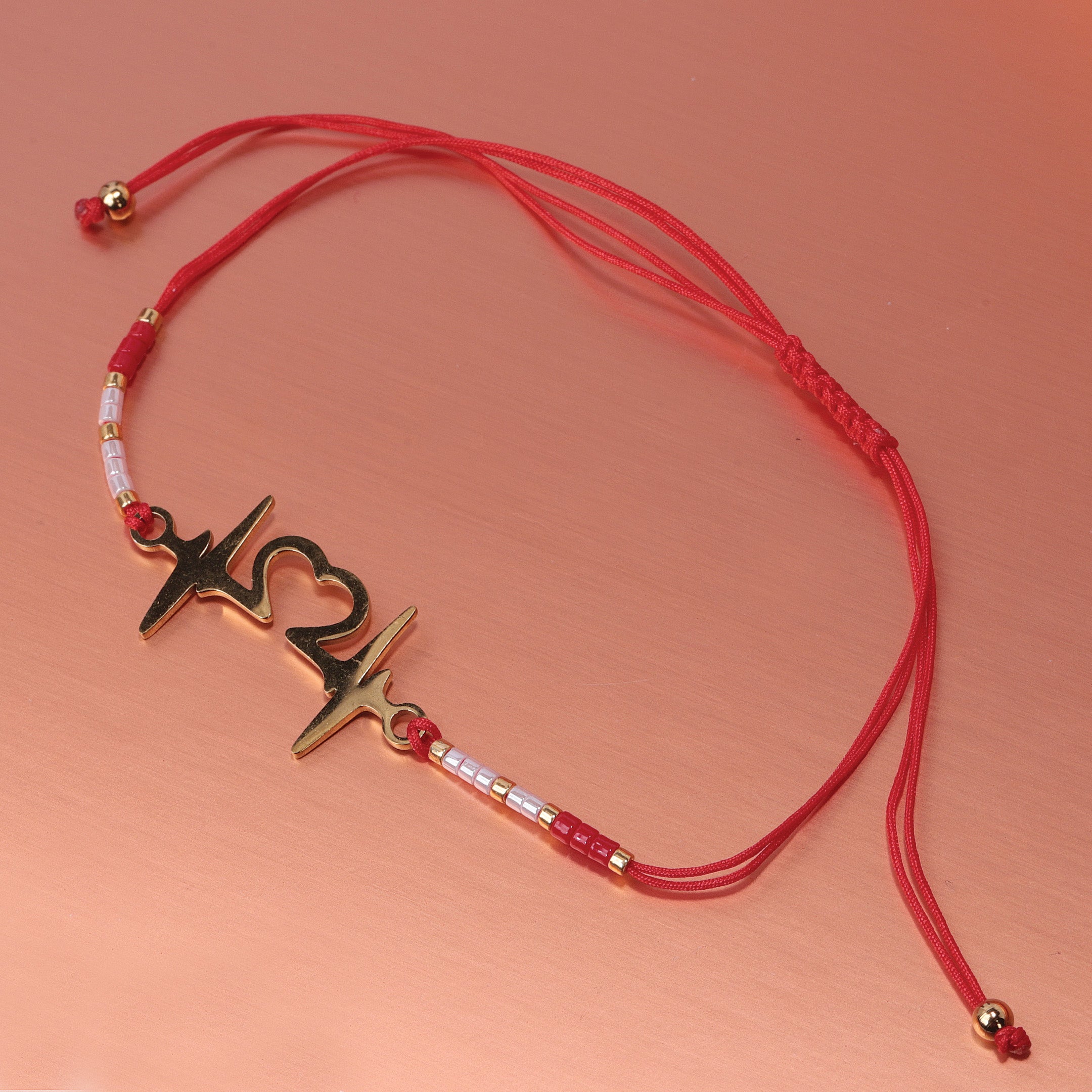 Heart Pattern Red Braided Bracelet