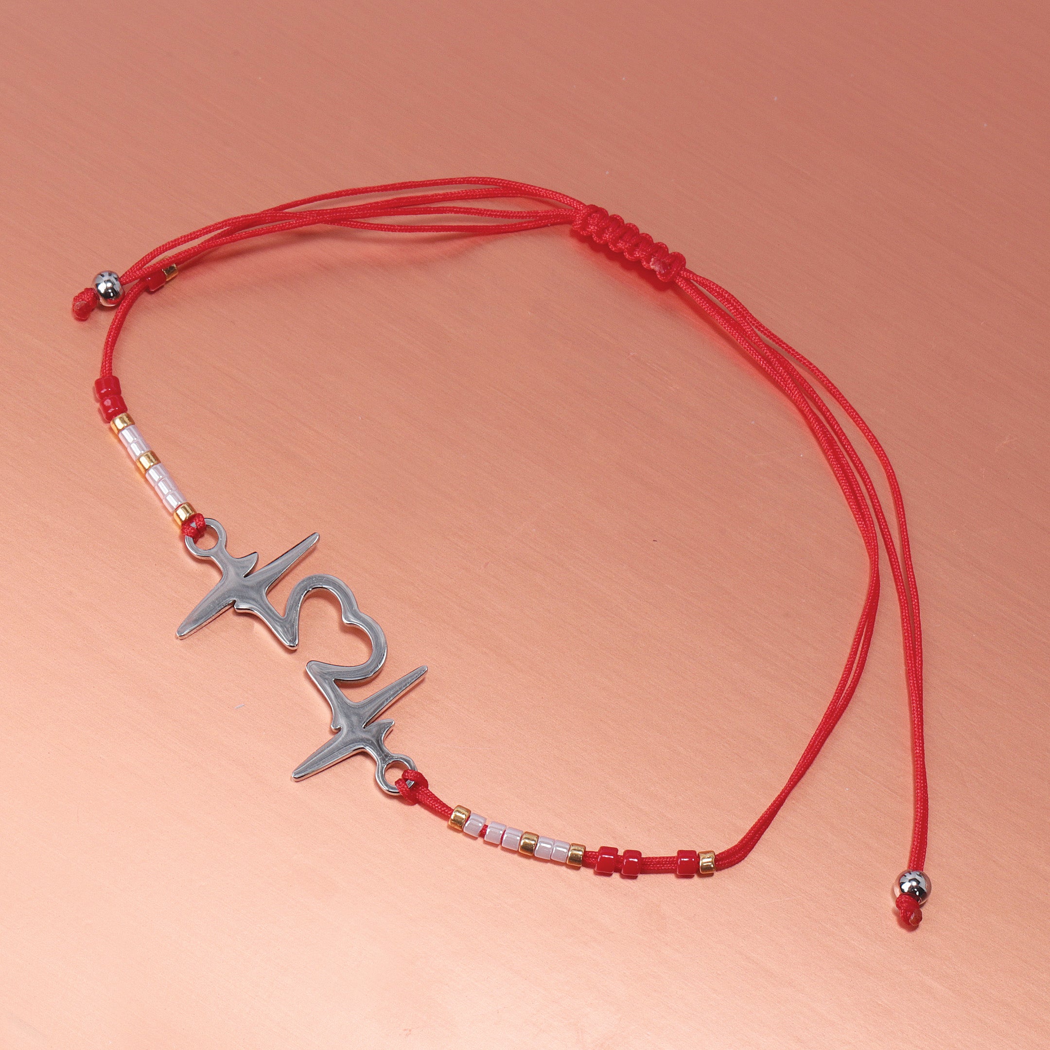 Heart Pattern Red Braided Bracelet