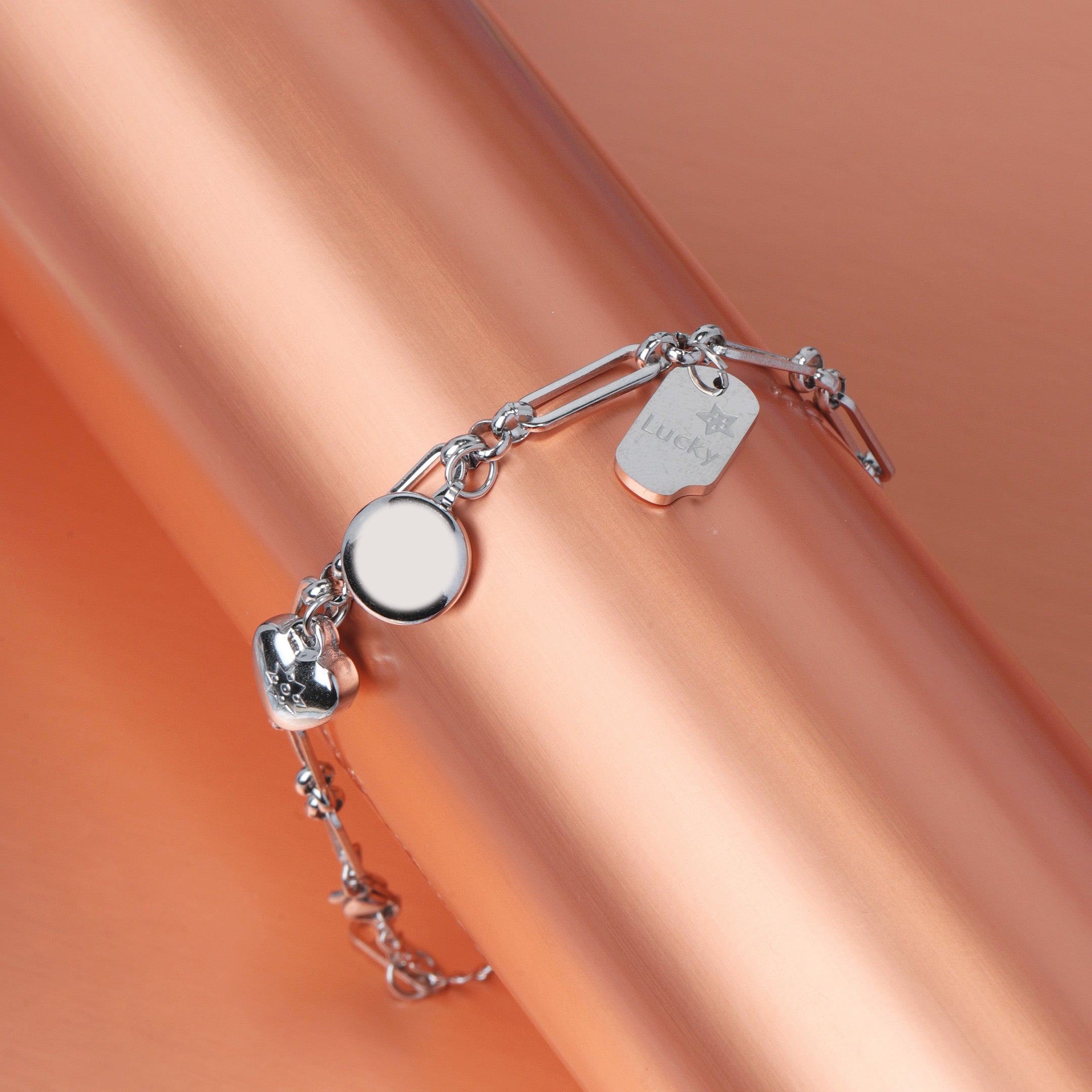 Heart & Smile & Lucky Charm Chain Bracelet