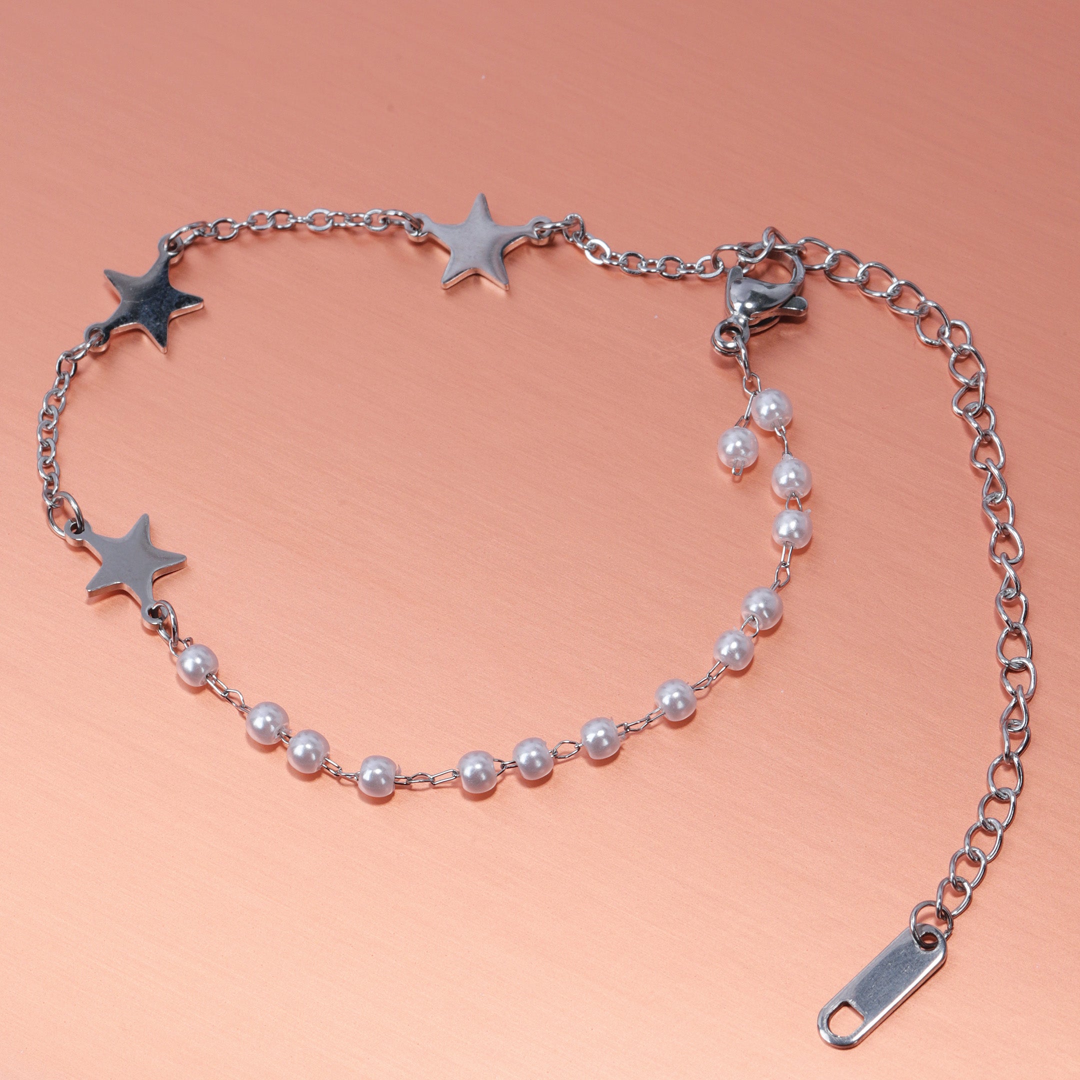 Stars & Faux Pearl Chain Bracelet