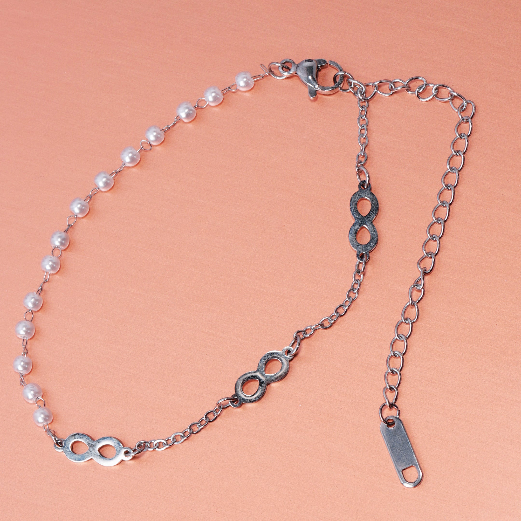 Infinity & Faux Pearl Chain Bracelet