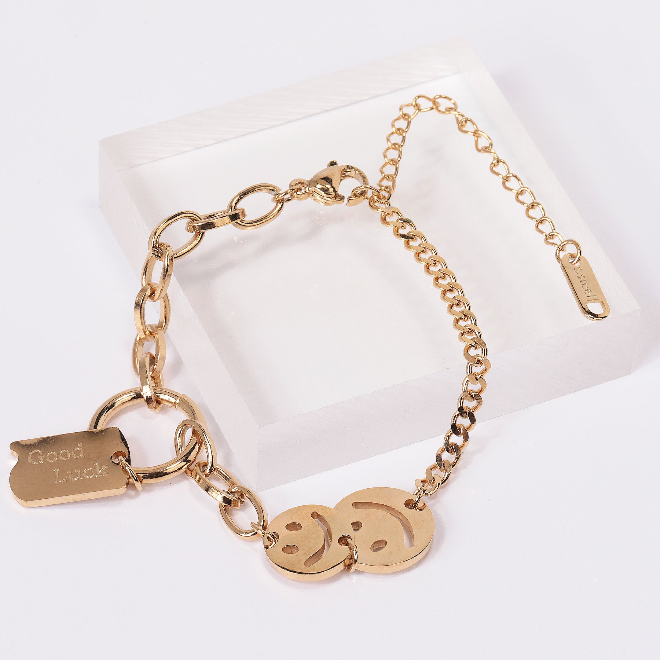 Smile & Luck Charm Chain Bracelet