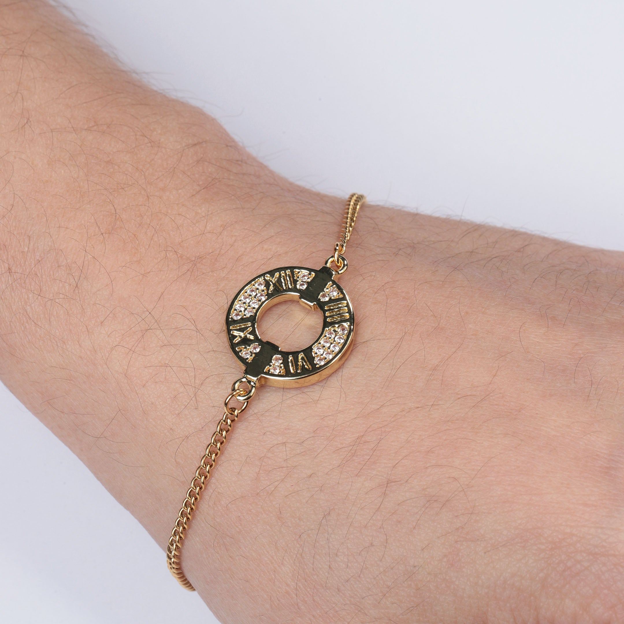 Roman Numeral Round Decor Bracelet