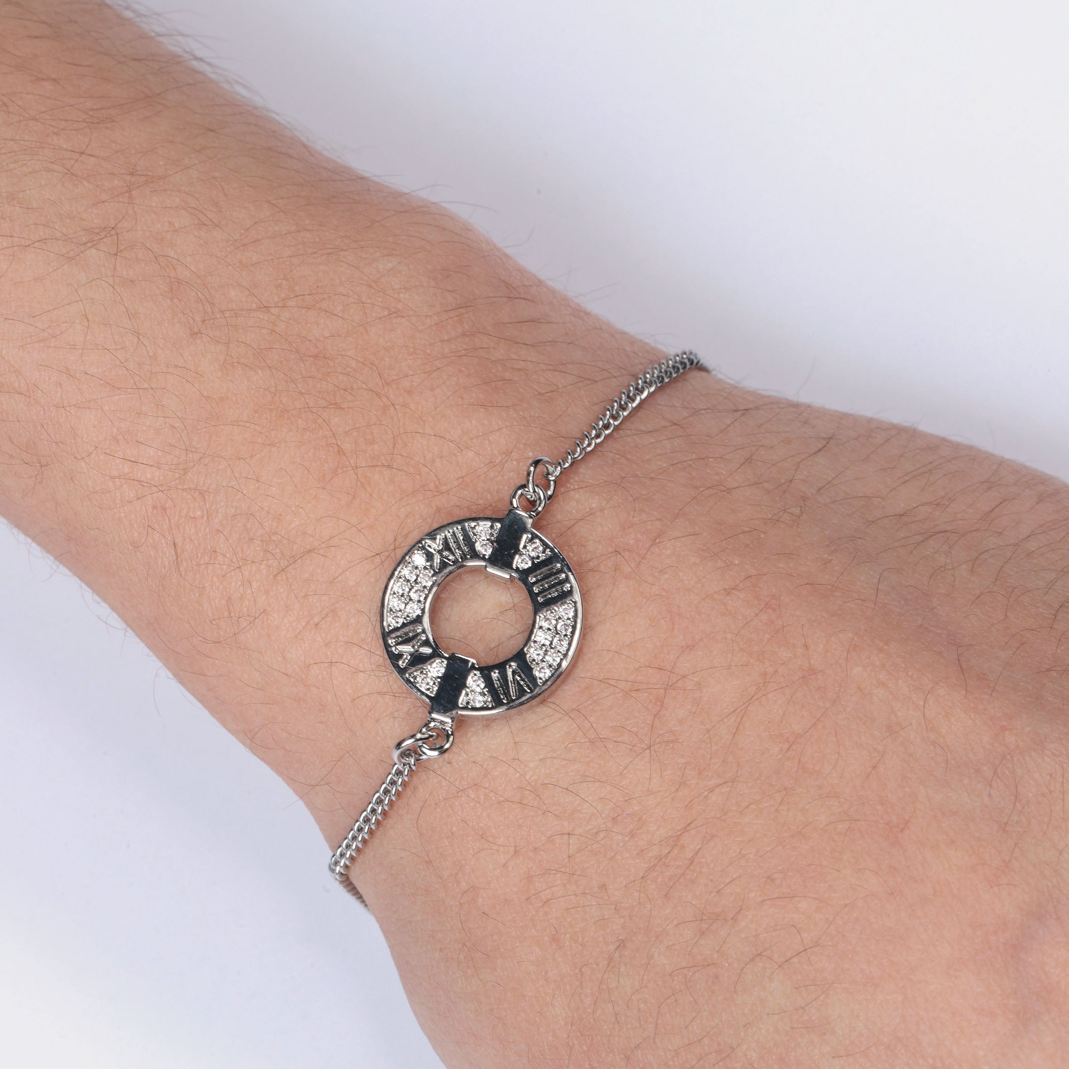 Roman Numeral Round Decor Bracelet