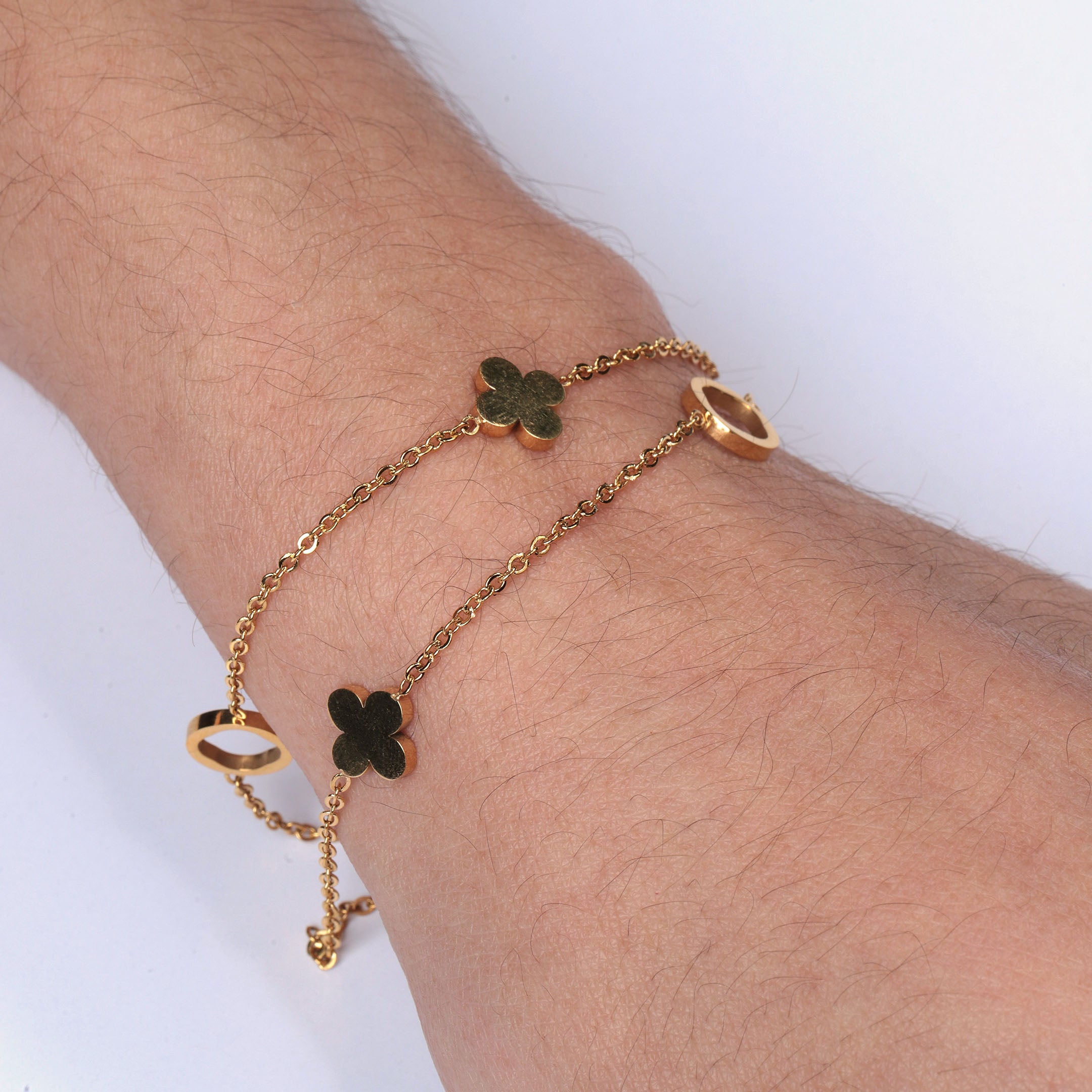 Clover Charm Layered Bracelet