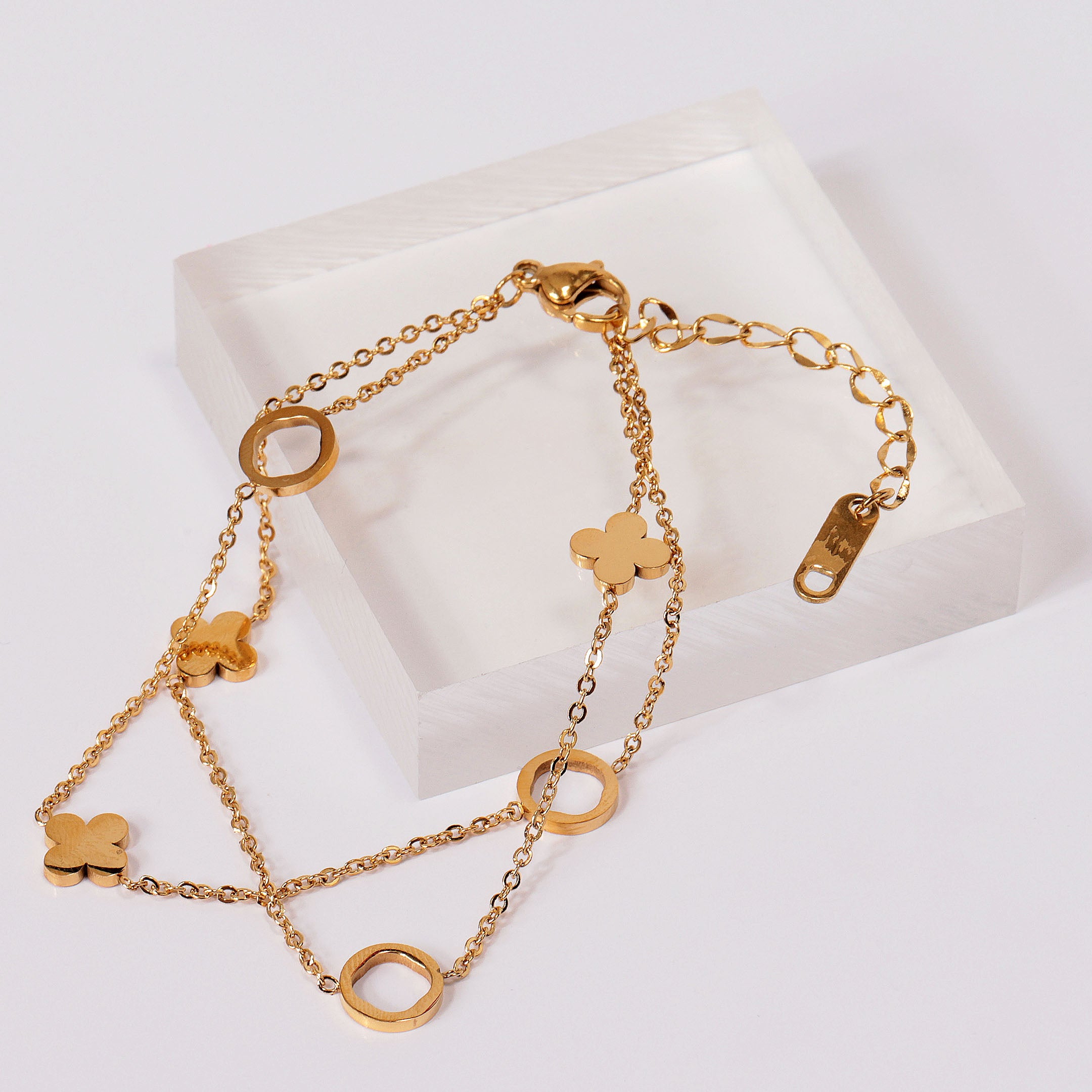 Clover Charm Layered Bracelet