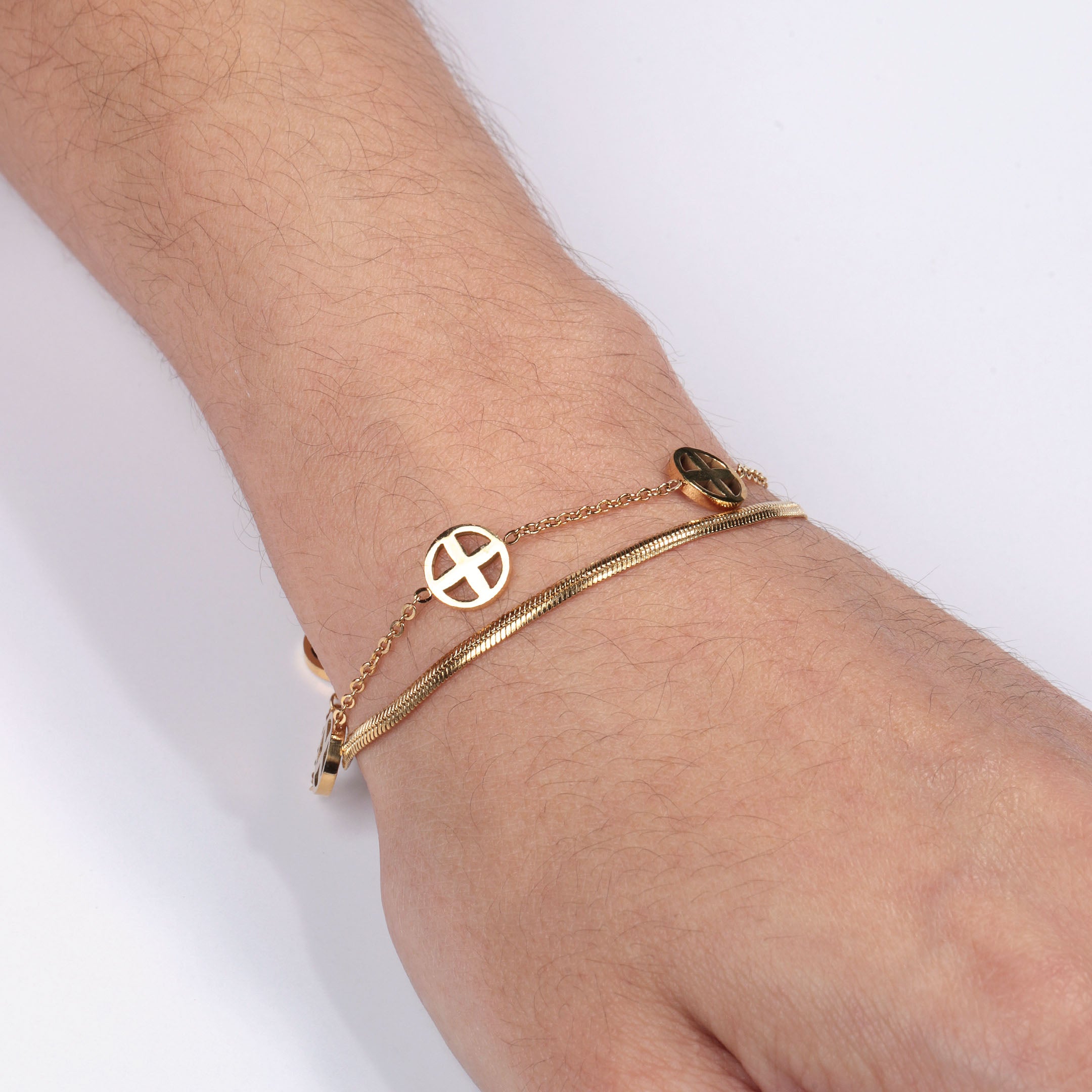Cross Chain Layered Bracelet