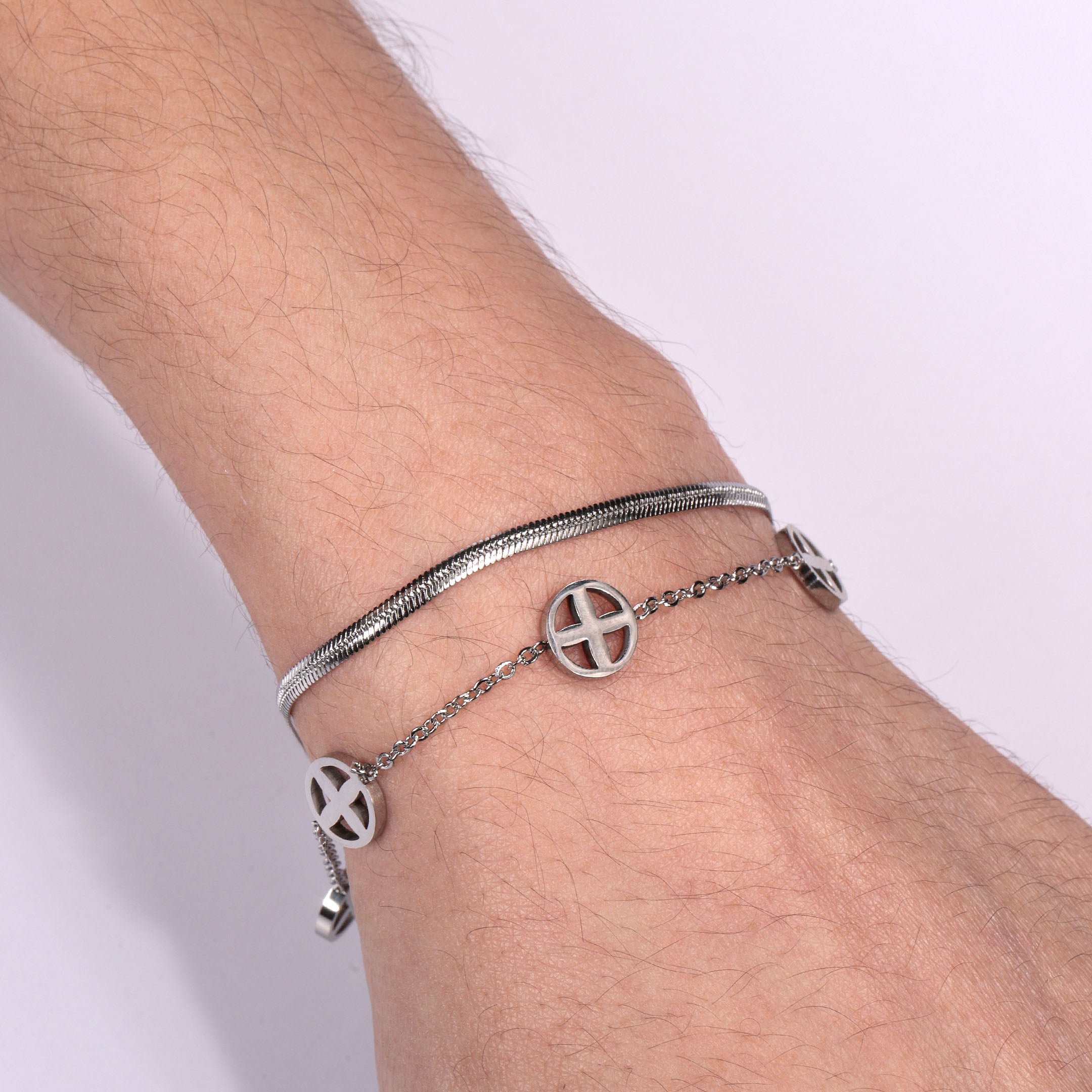 Cross Chain Layered Bracelet