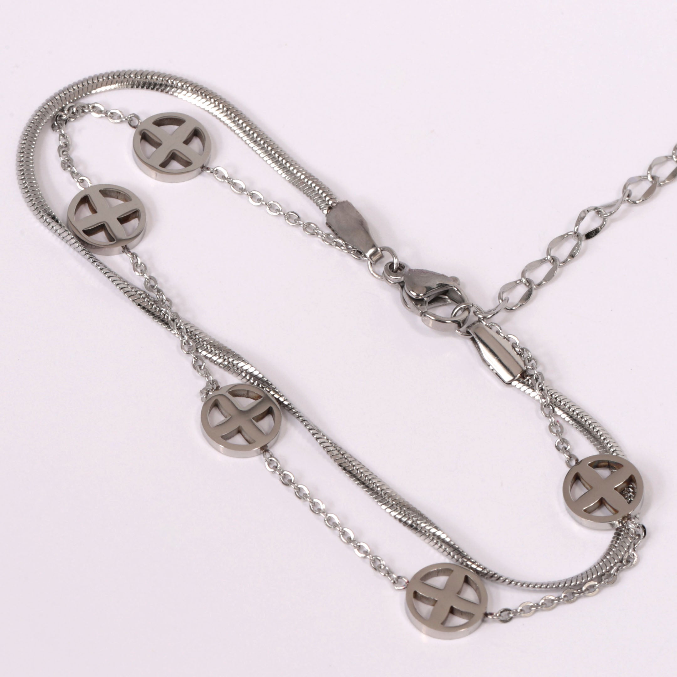 Cross Chain Layered Bracelet