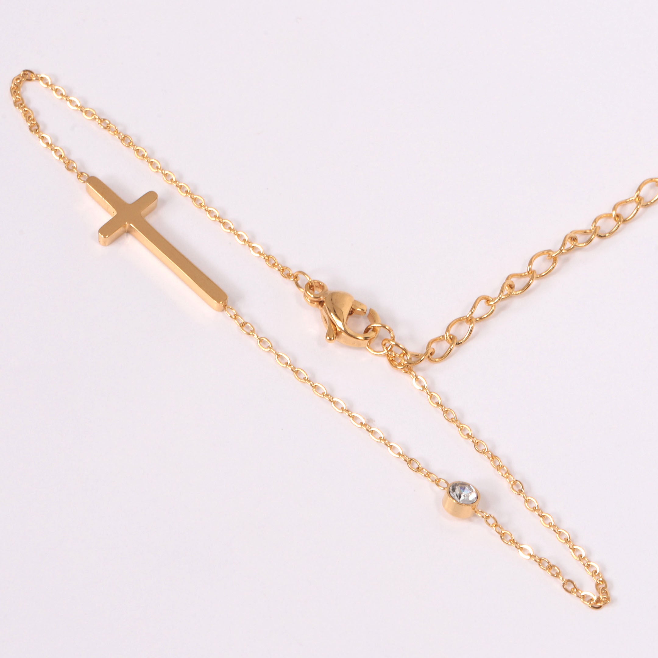Cross & Stone Chain Bracelet