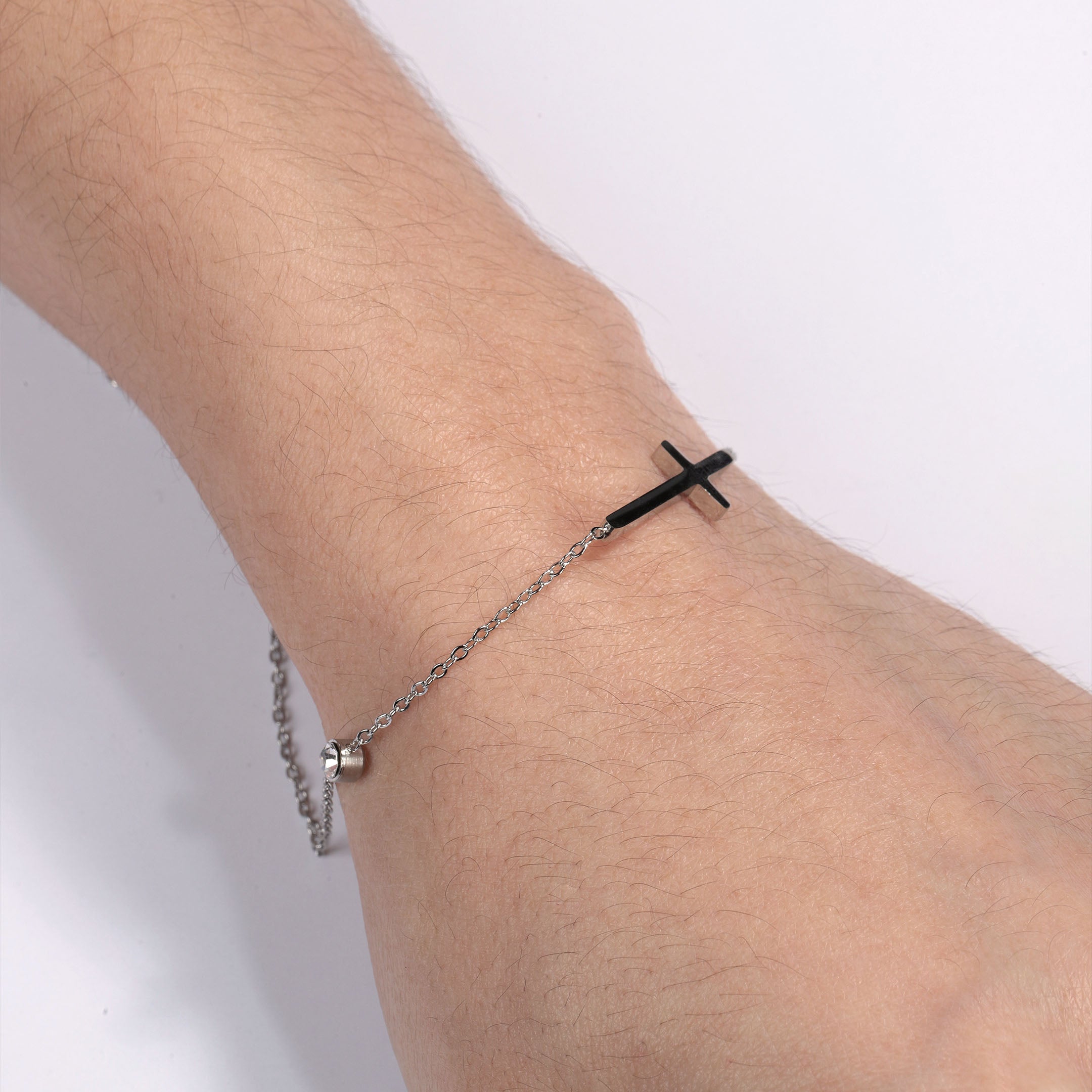 Cross & Stone Chain Bracelet
